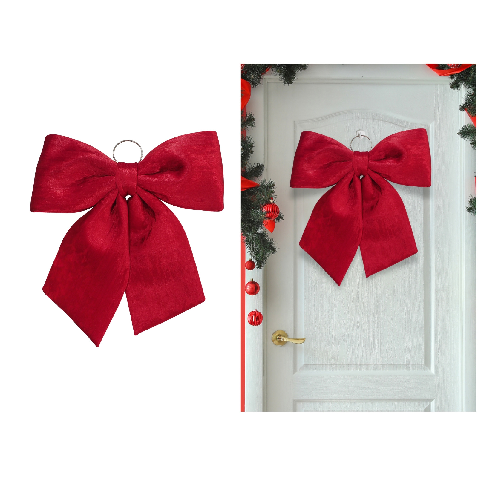Deluxe Red Velvet Christmas Bow Decoration 44cm