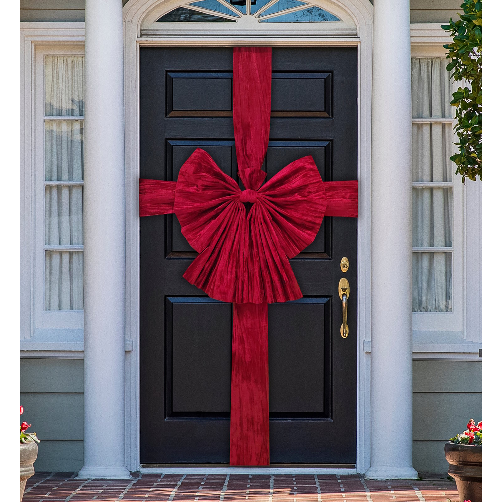 Deluxe Red Velvet Christmas Bow and Sash Set