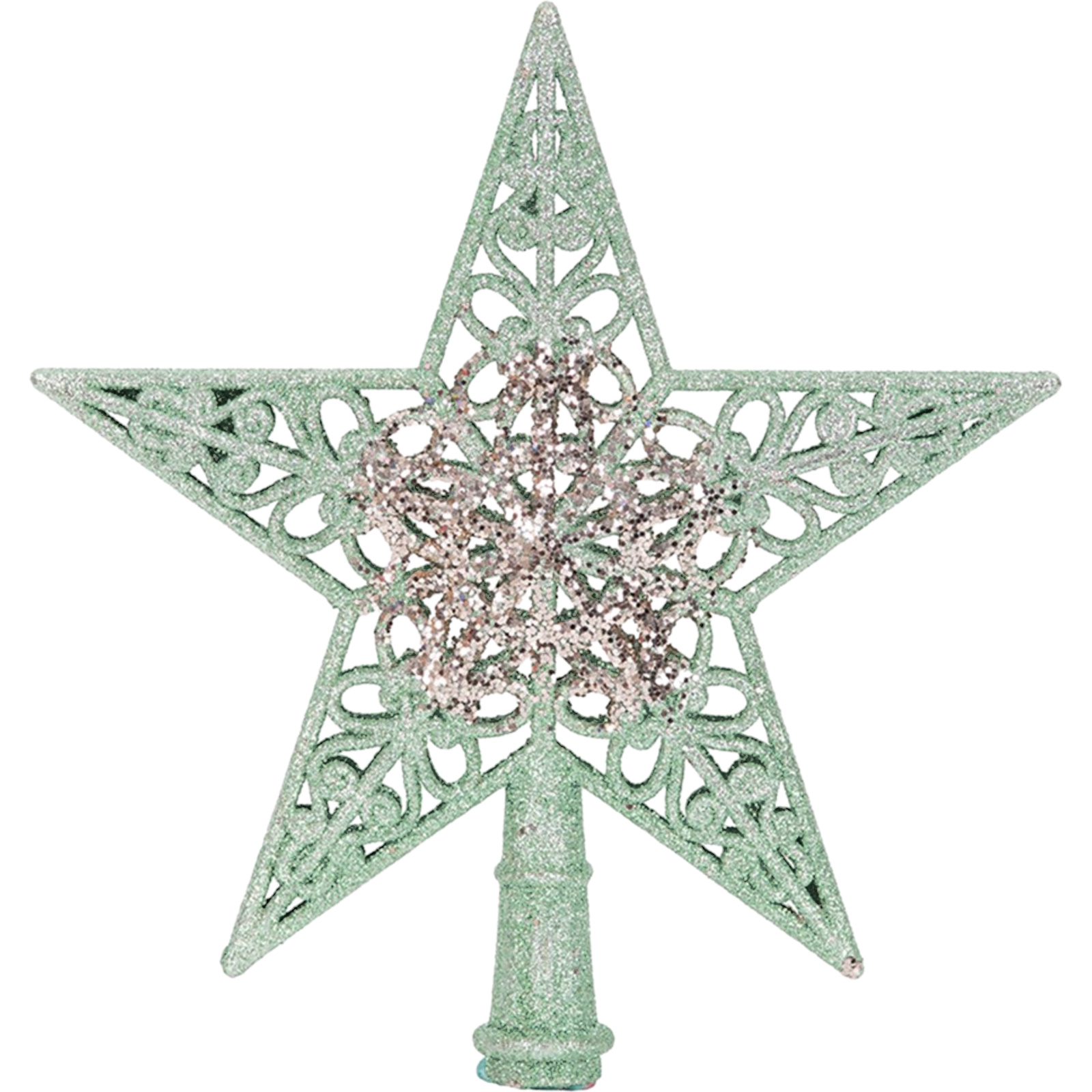 Star Christmas Tree Topper Mint And Champagne Glitter