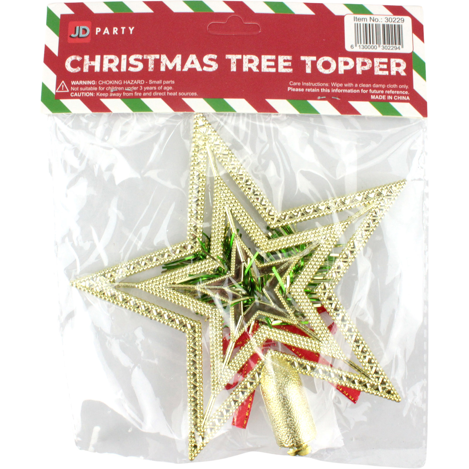 Christmas Star Tree Topper With a Red Bow Christmas Occasion