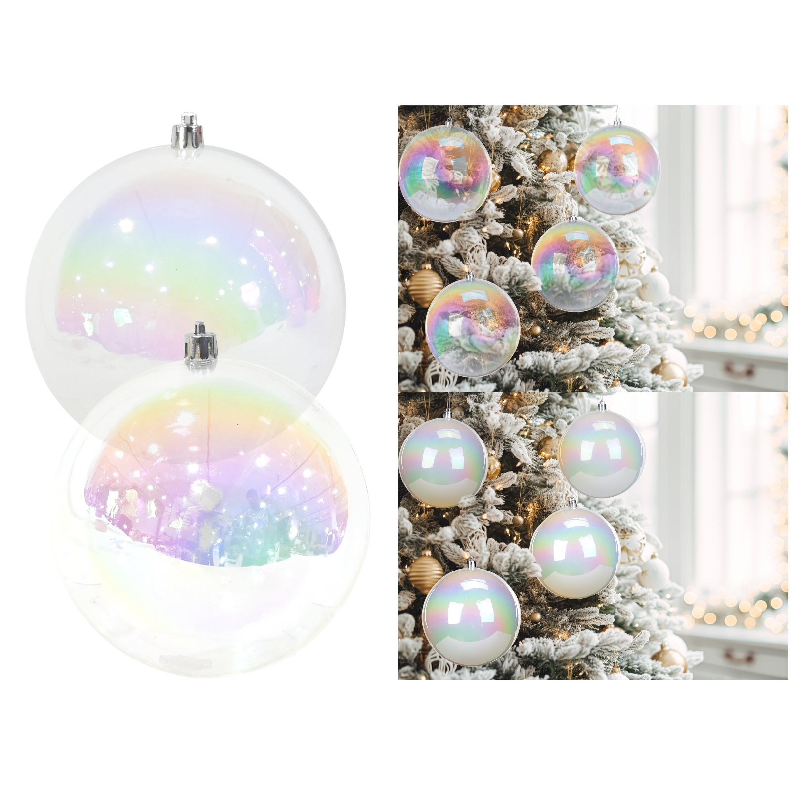 Pack of 8 Giant Iridescent White Christmas Baubles (1 Only) 