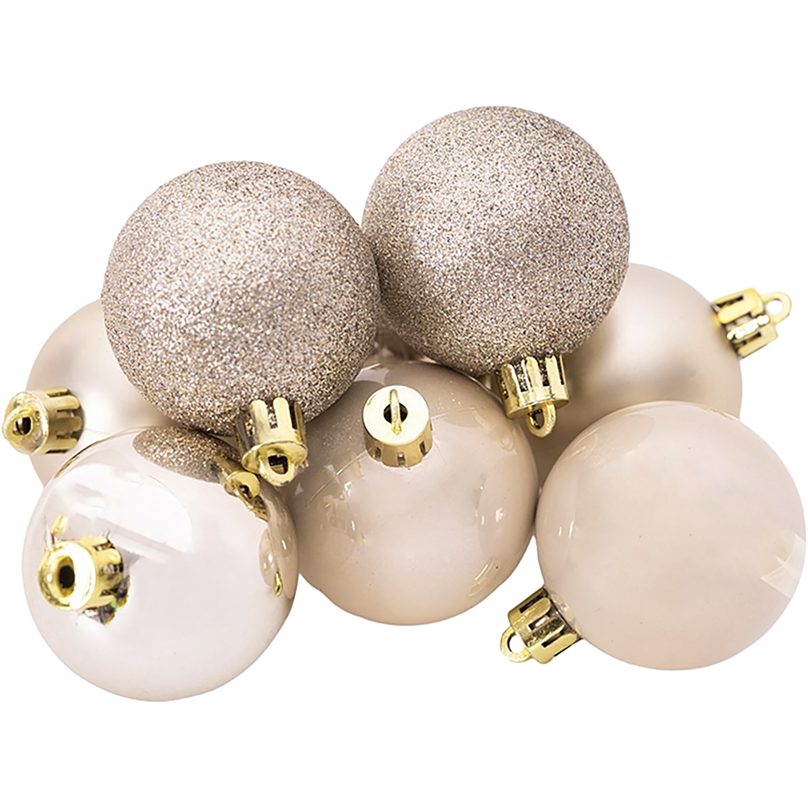 Champagne Gold Christmas Baubles (Pack of 8) 