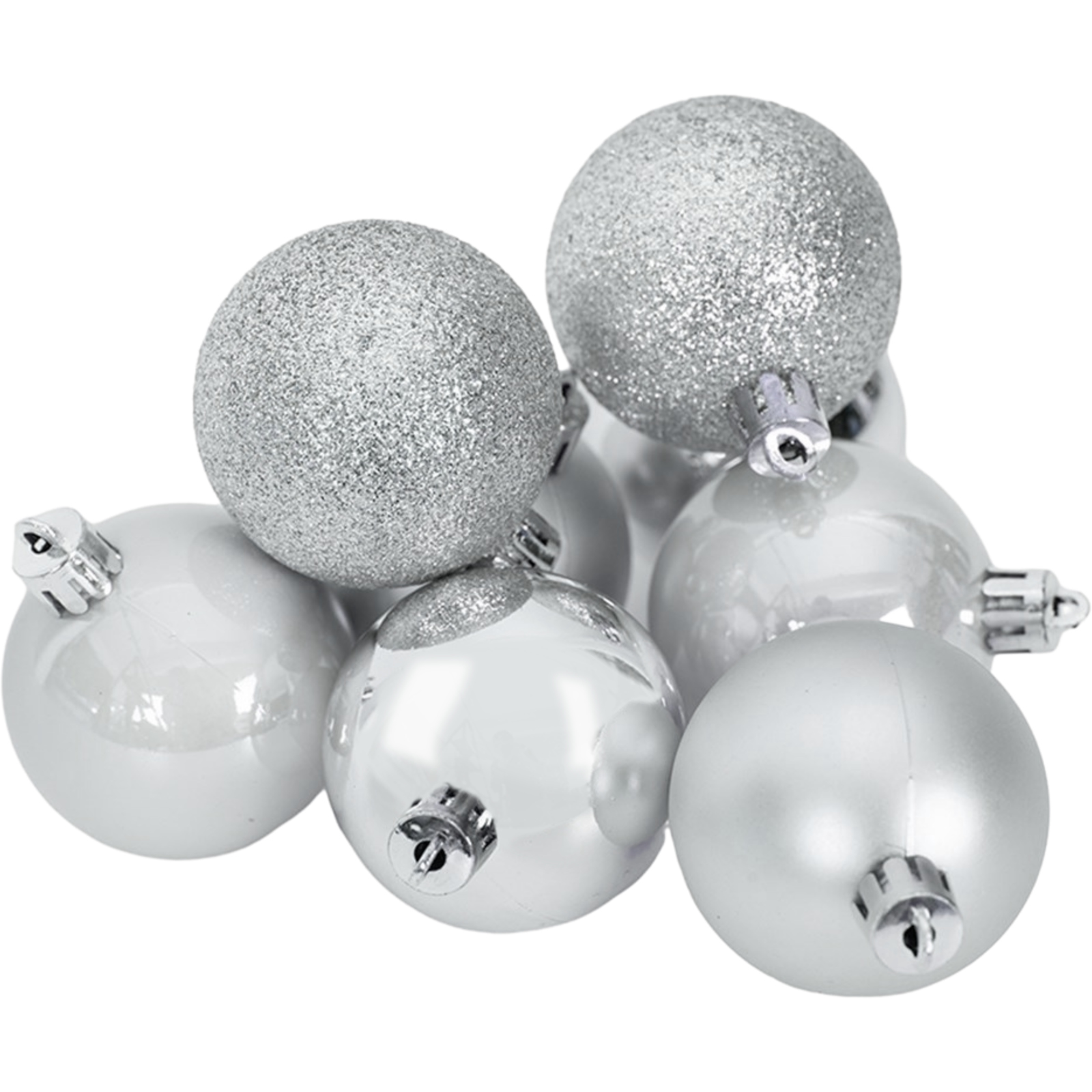 Silver Christmas Baubles (Pack of 8)