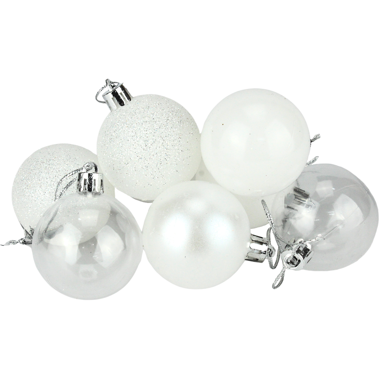 White Christmas Baubles (Pack of 8)