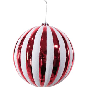 Boules De Noël Rouges Et Blances Motif Canne à Sucre - Pack De 6, Décorations D'arbre De Noël Classiques