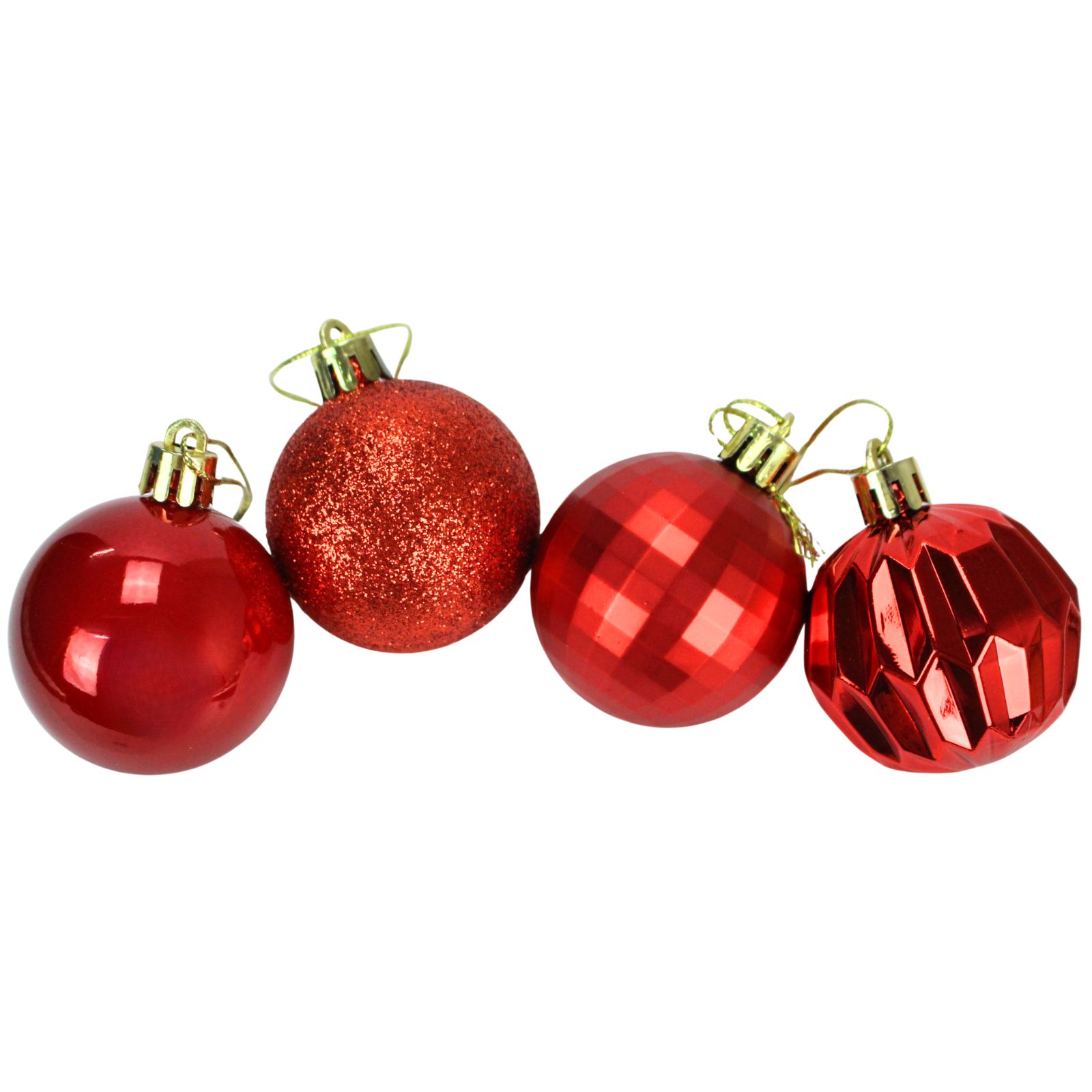 Assorted Red Christmas Tree Baubles (Pack of 10)