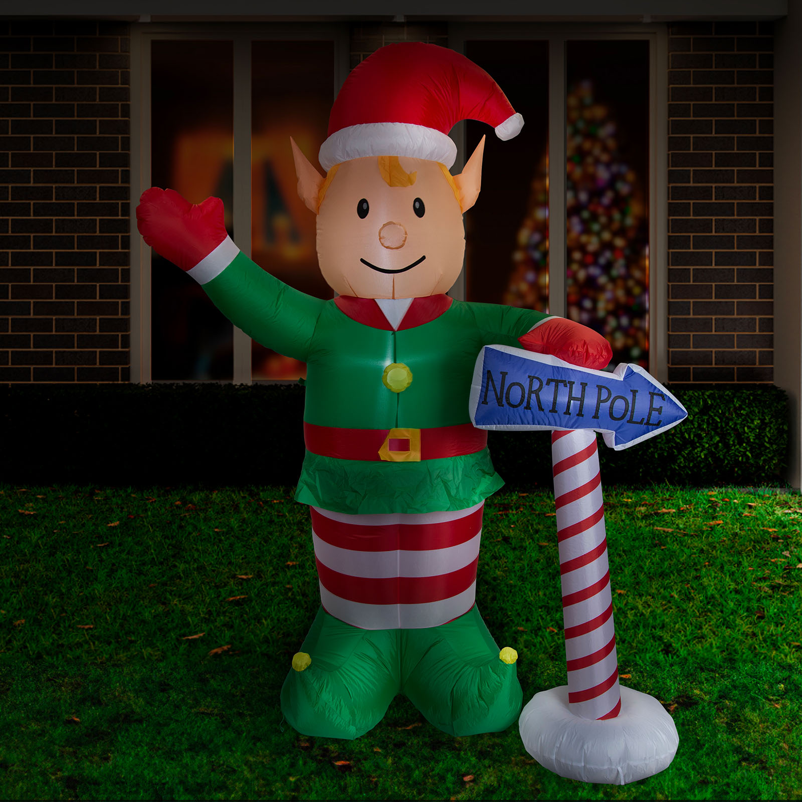 Inflatable North Pole Elf With LED Lights 240cm 