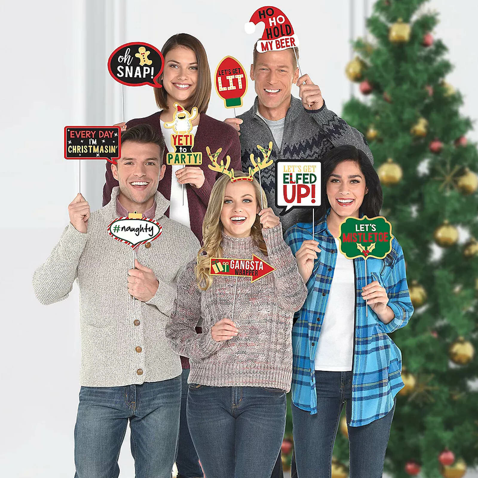 Christmas Slogans Photo Booth Props (Pack of 13)