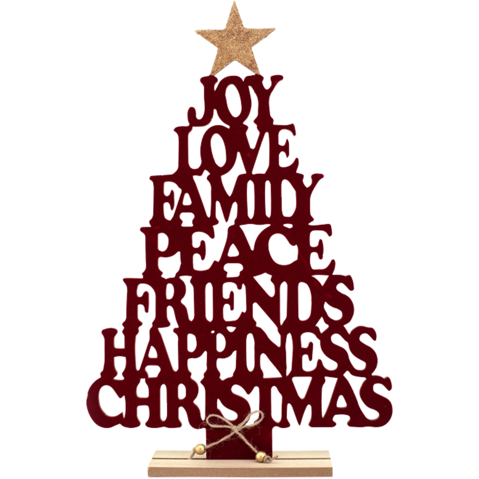 Wooden Gold and Burgundy Festive Tree Sign 
