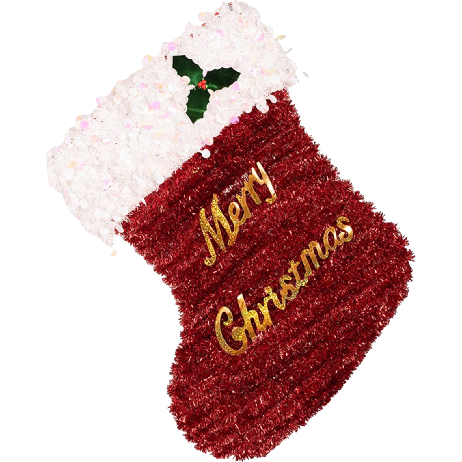 Christmas Stocking Tinsel Wall Decoration
