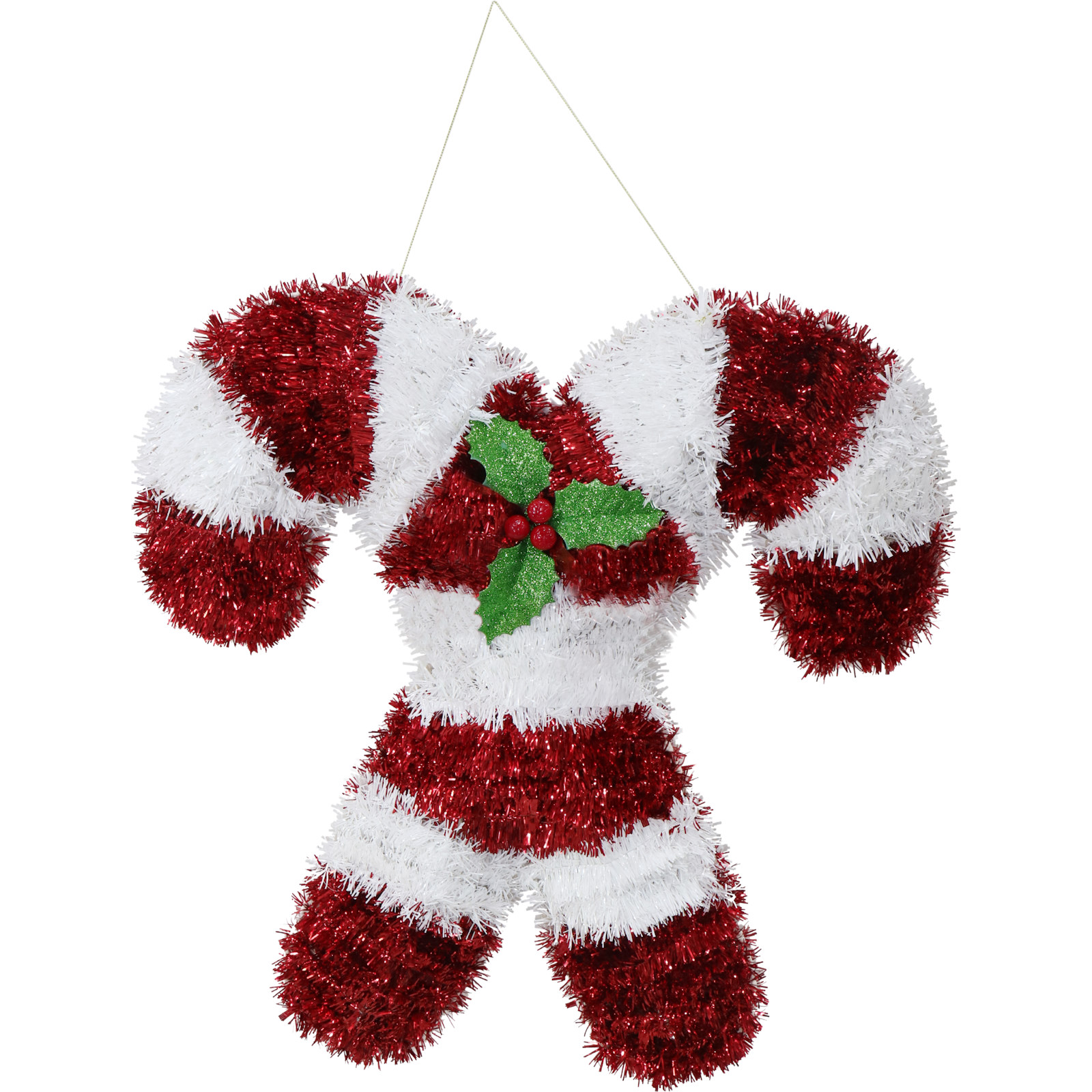 Christmas Candy Cane Cross Tinsel Wall Decoration