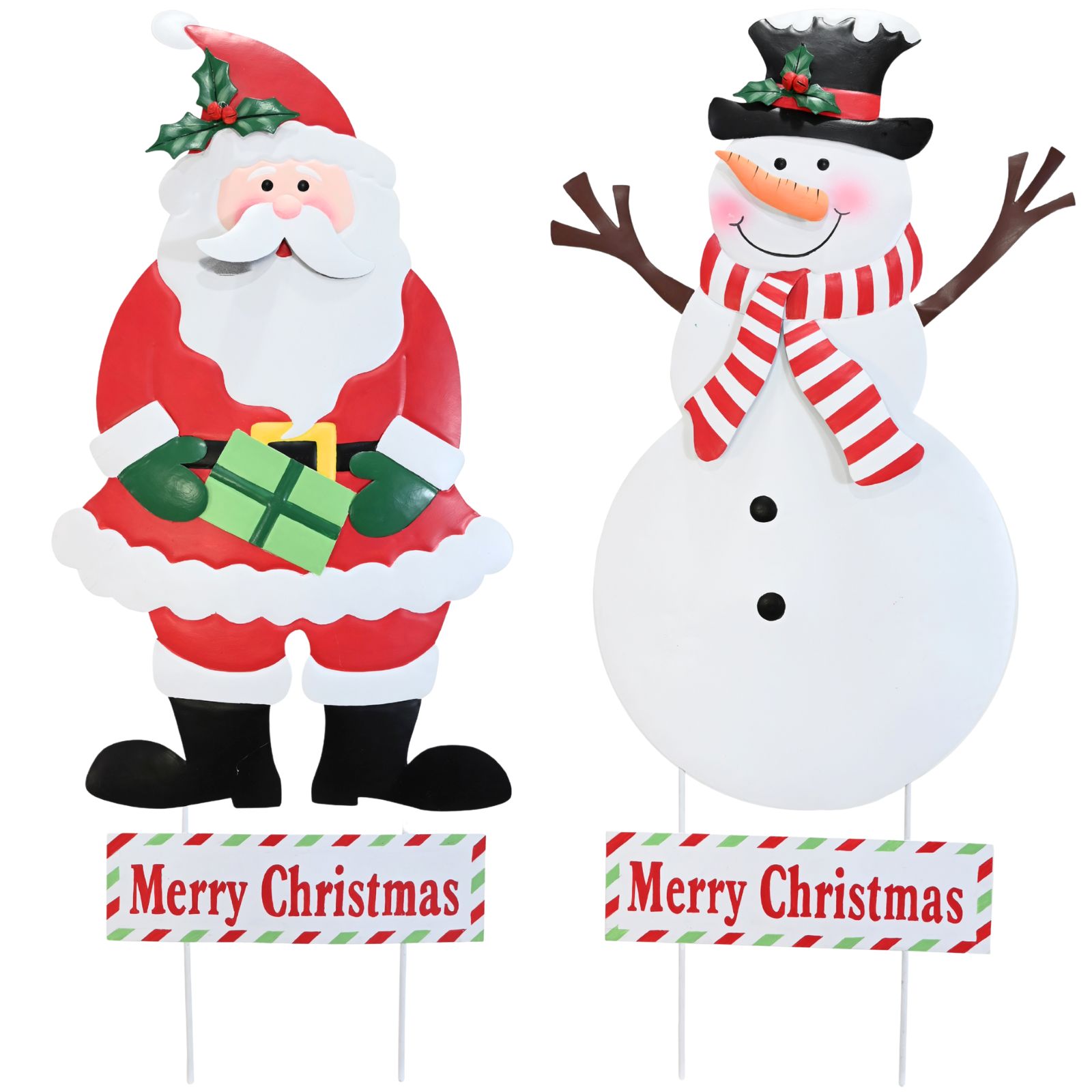 Assorted Merry Christmas Metal Character Yard Decorations - Discount