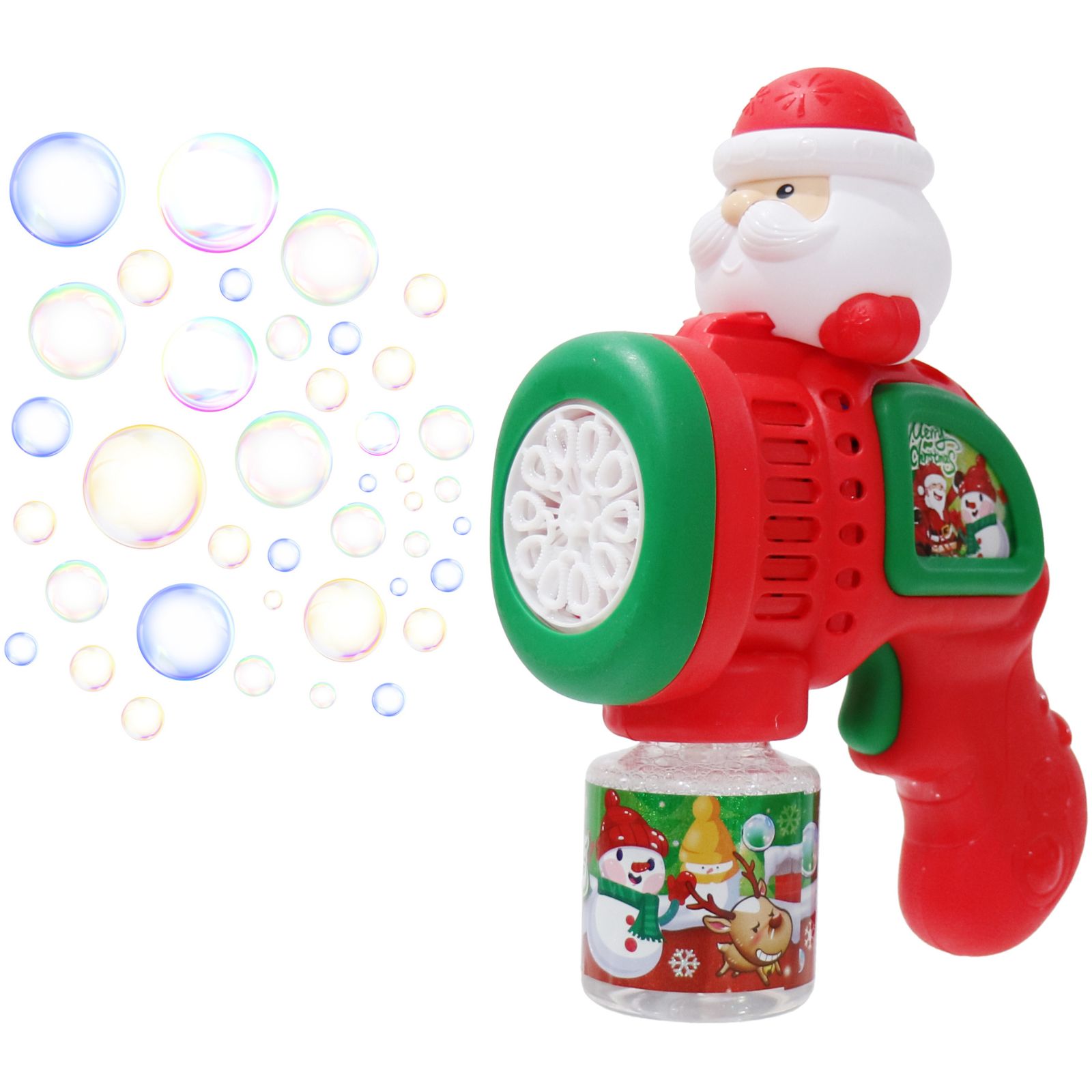 LED Light Up Santa Bubble Gun With Bubbles 