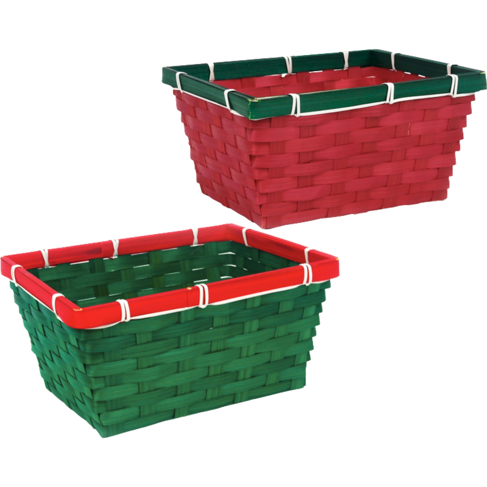 Red and Green Rectangle Woven Gift Basket 23cm