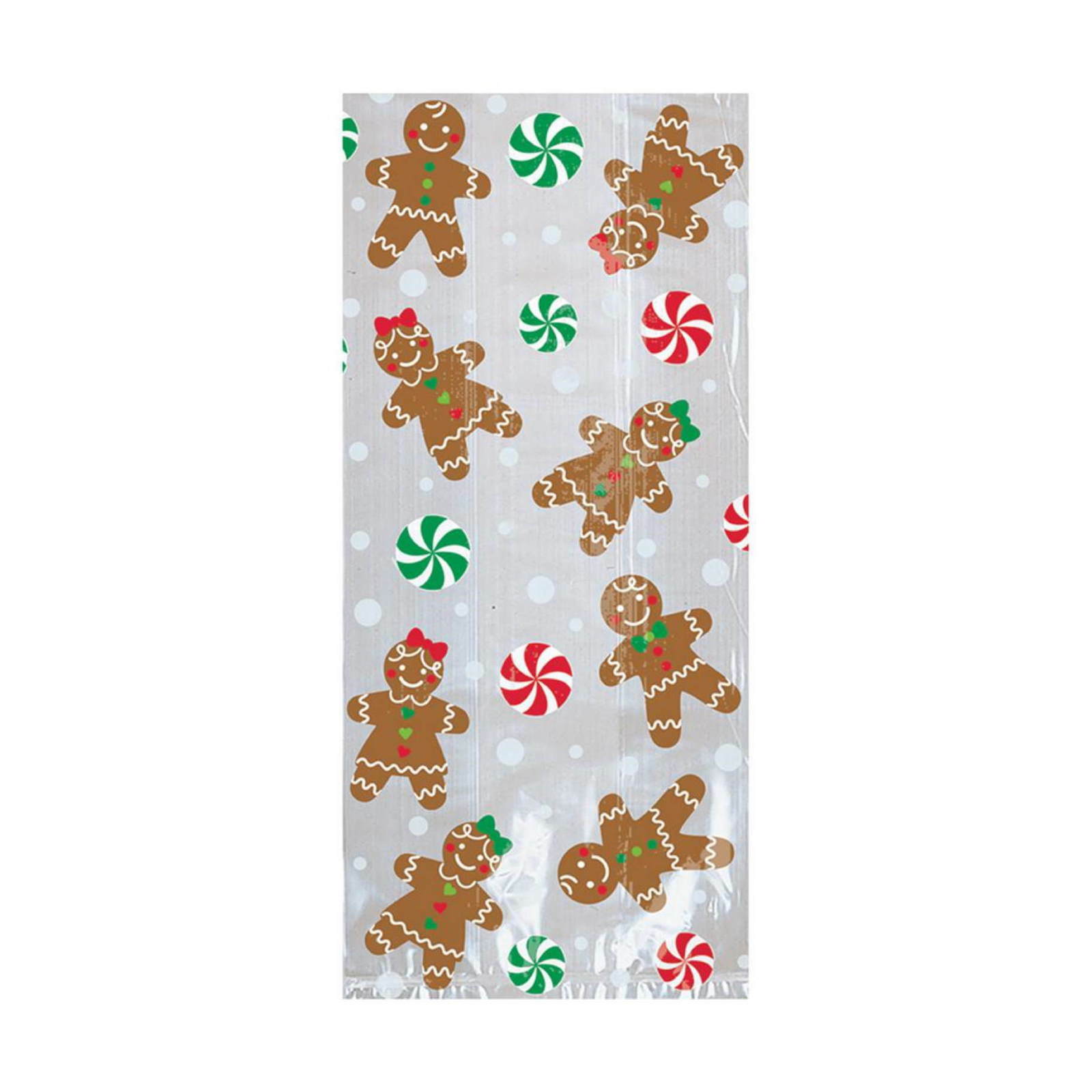Gingerbread People Cellophane Treat Bags 24cm (Pack of 20)