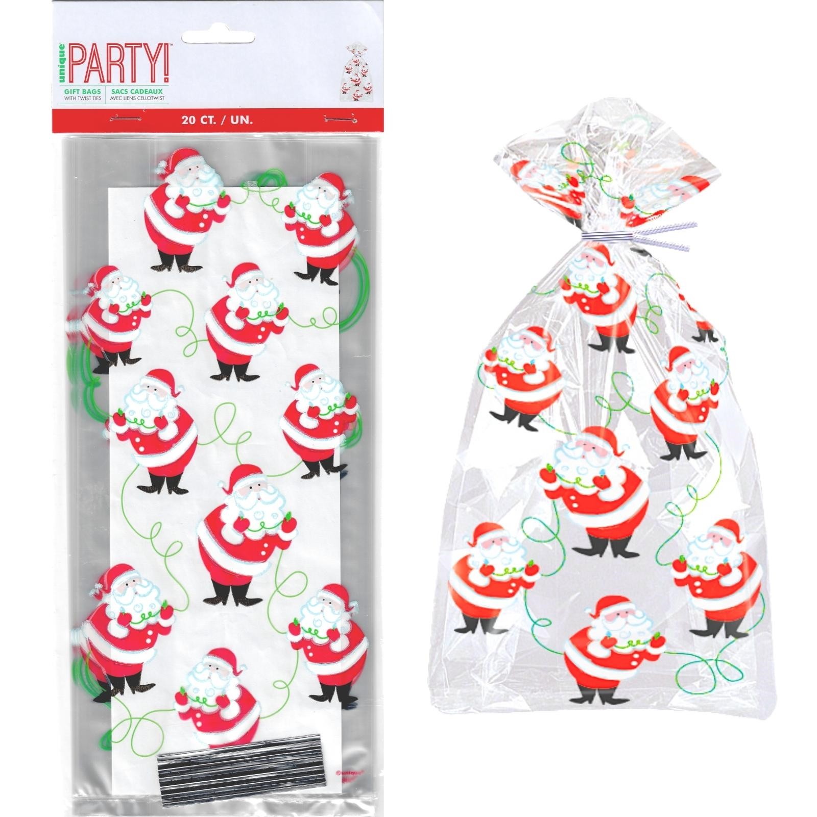 Santa Plastic Treat Bags 29cm (Pack of 20)
