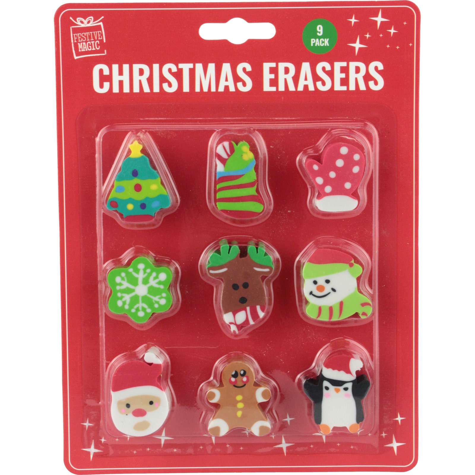 Christmas Character Erasers (Pack of 9)