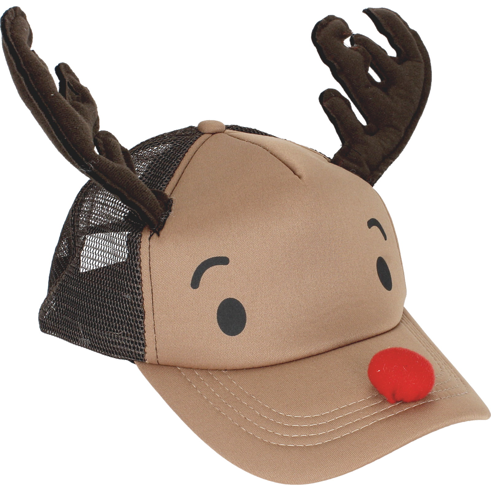 Kids Novelty Plush Rudolph the Red Nose Reindeer Trucker Cap
