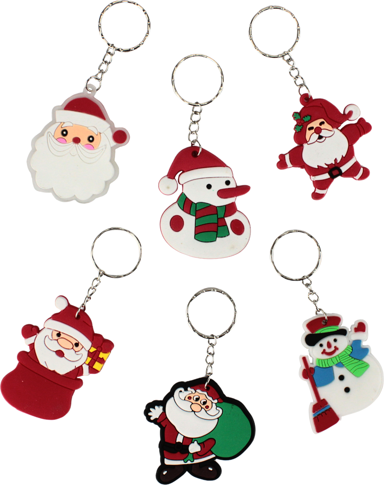 Square Christmas Key Rings Christmas Character Keyrings (Pack of 12) - Discount Party Supplies