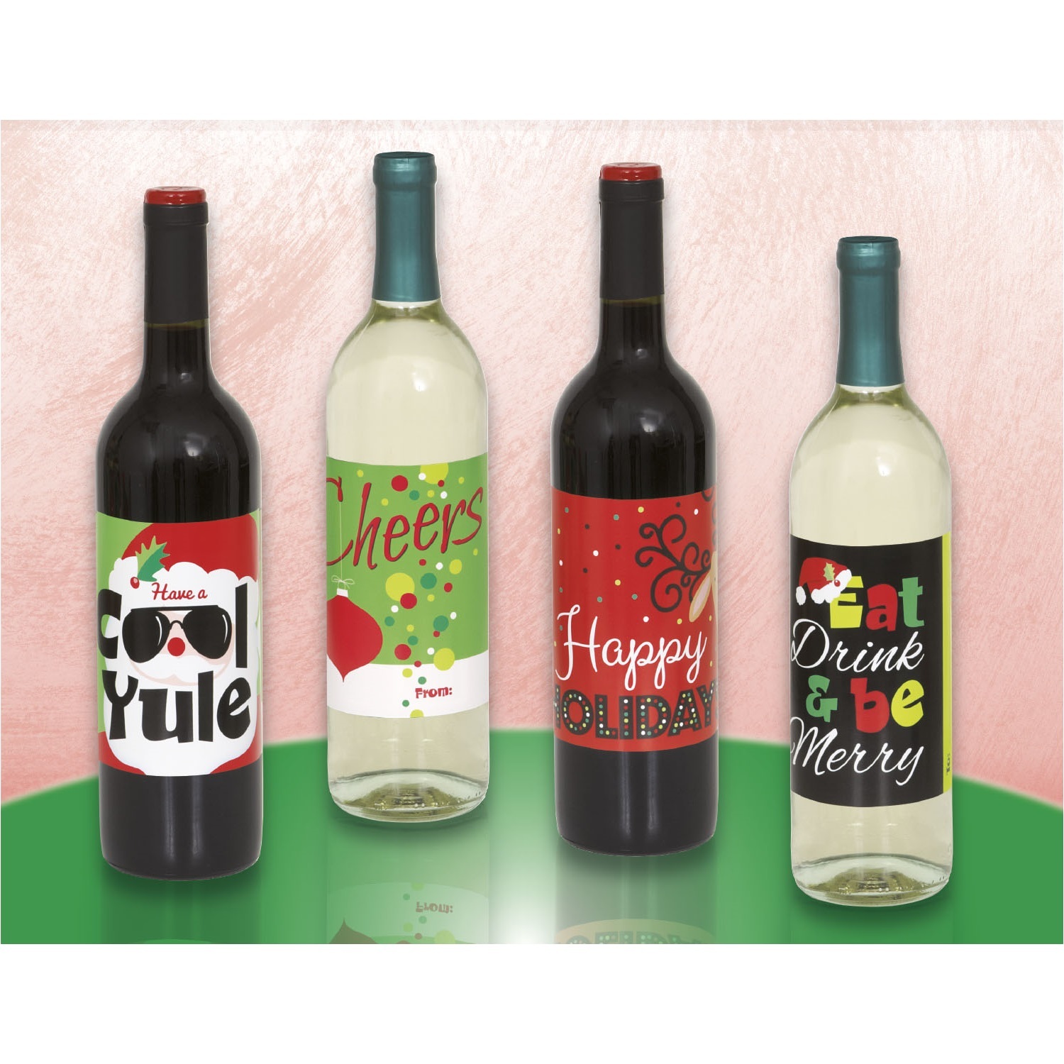 Christmas Wine Bottle Labels (Pack of 4)