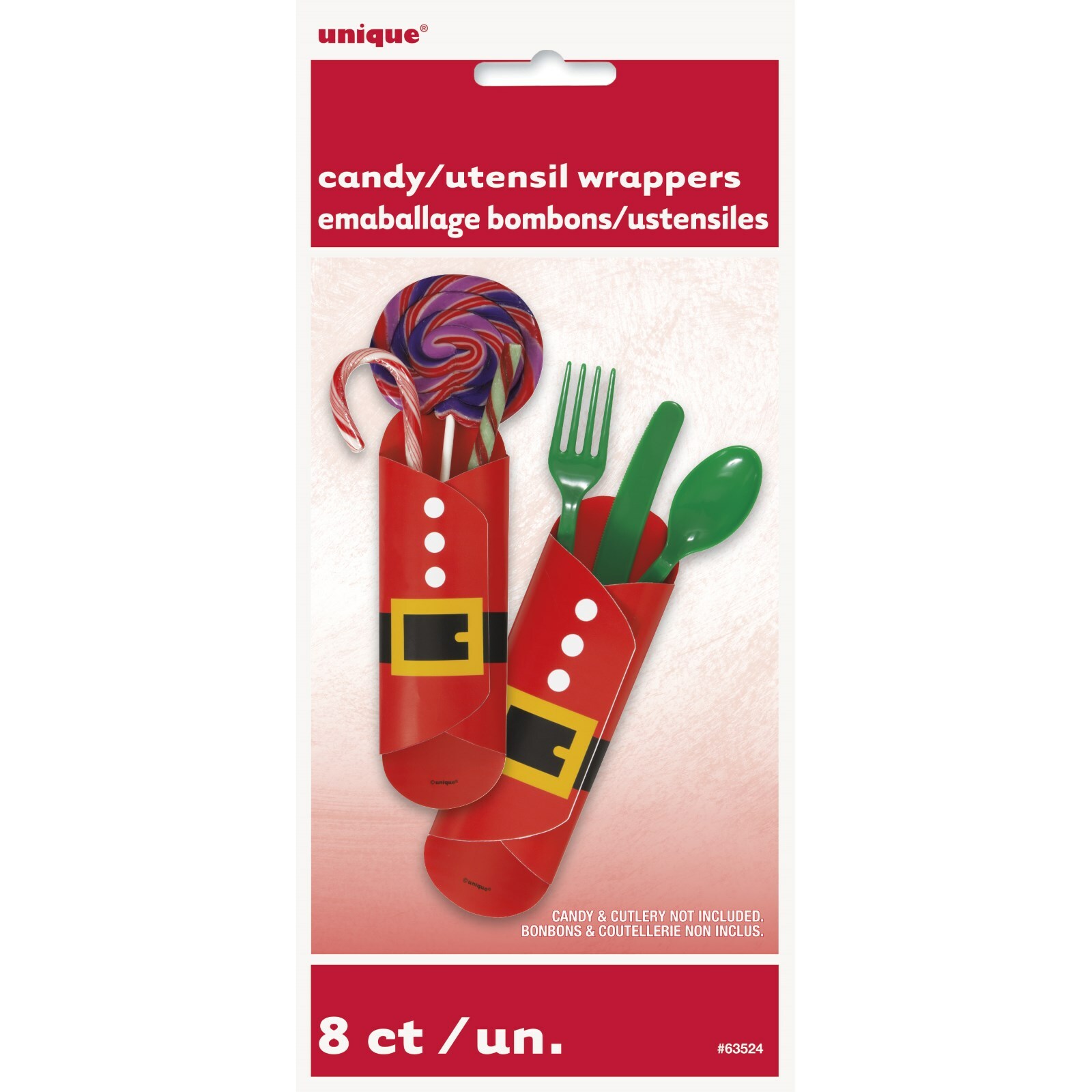Santa Candy and Cutlery Wrappers (Pack of 8)