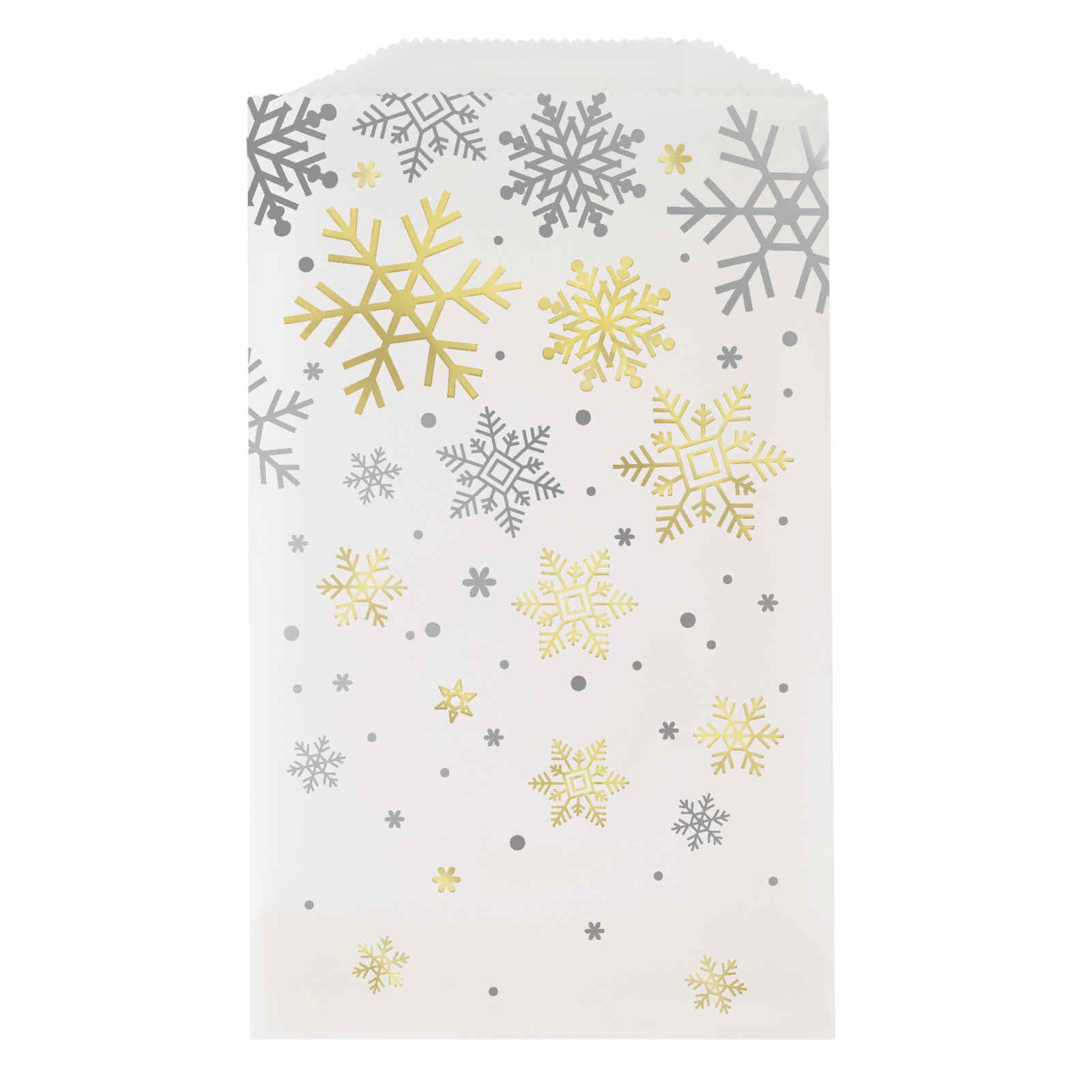 Silver & Gold Snowflakes Metallic Glassine Treat Bags (Pack of 8)