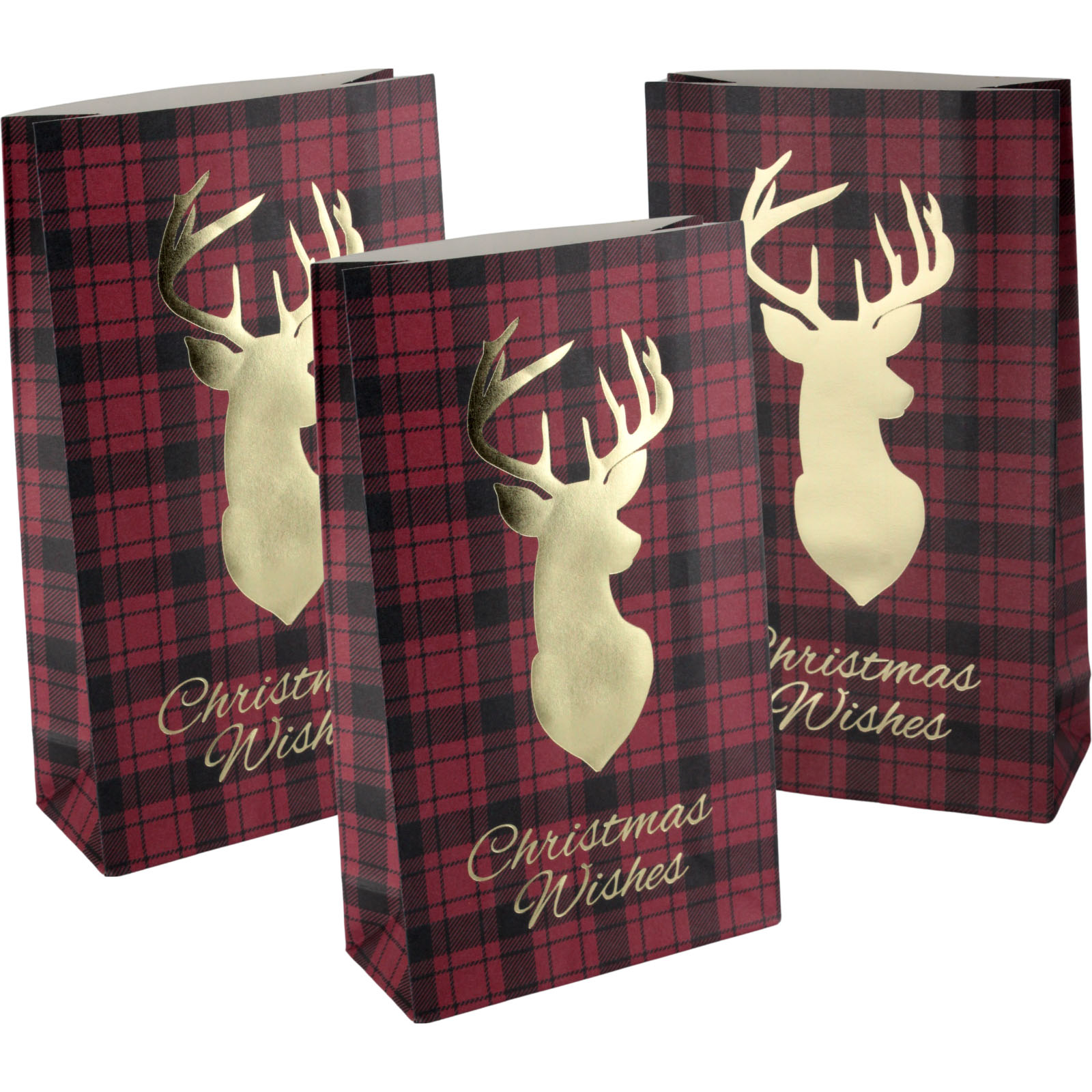 Tartan Christmas Wishes Paper Party Bags (Pack of 6) 