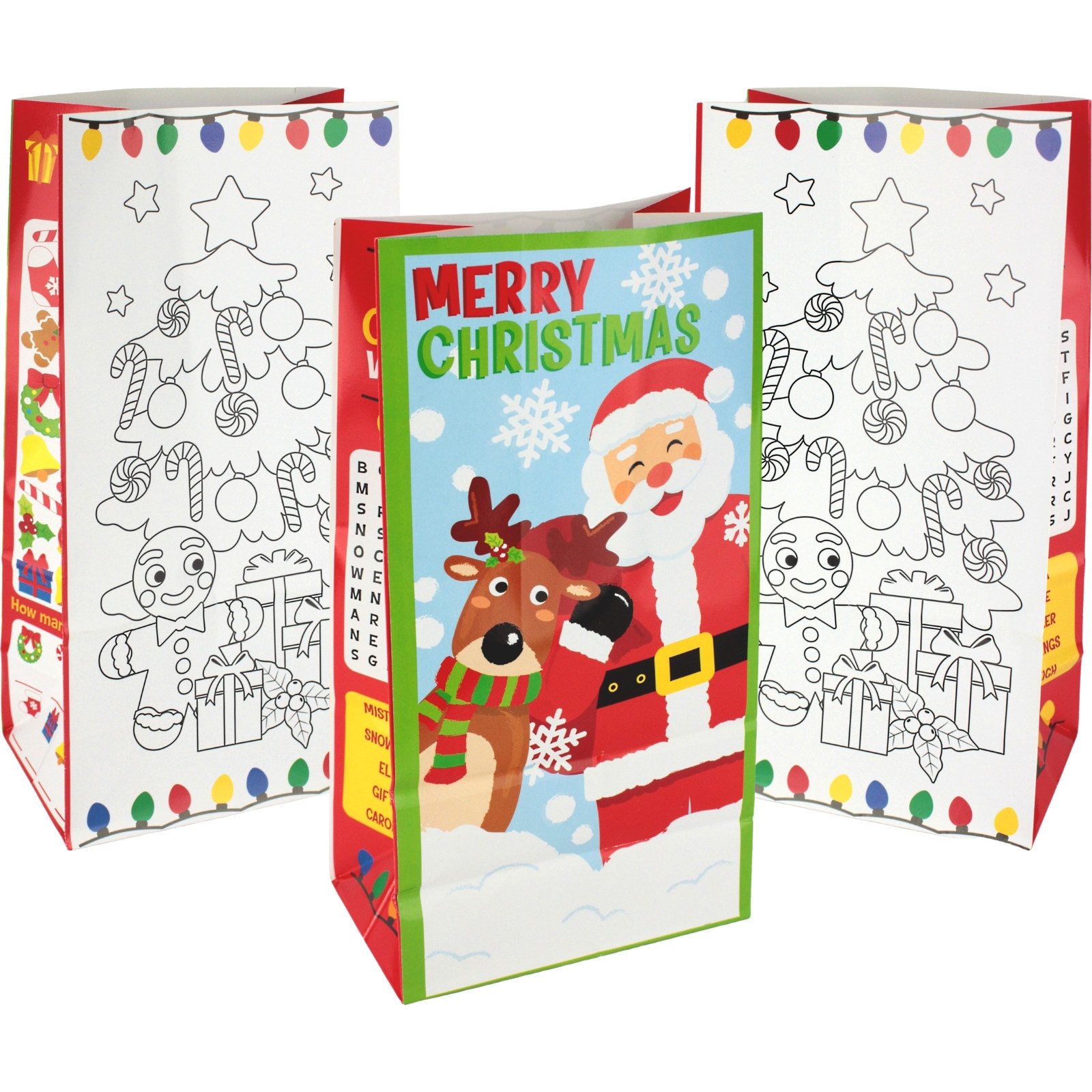 Christmas Activity Paper Party Bags 25cm (Pack of 12)