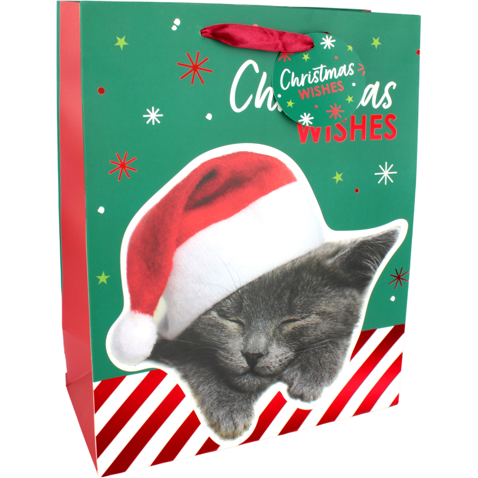 Santa Kitty Christmas Paper Gift Bag 32cm