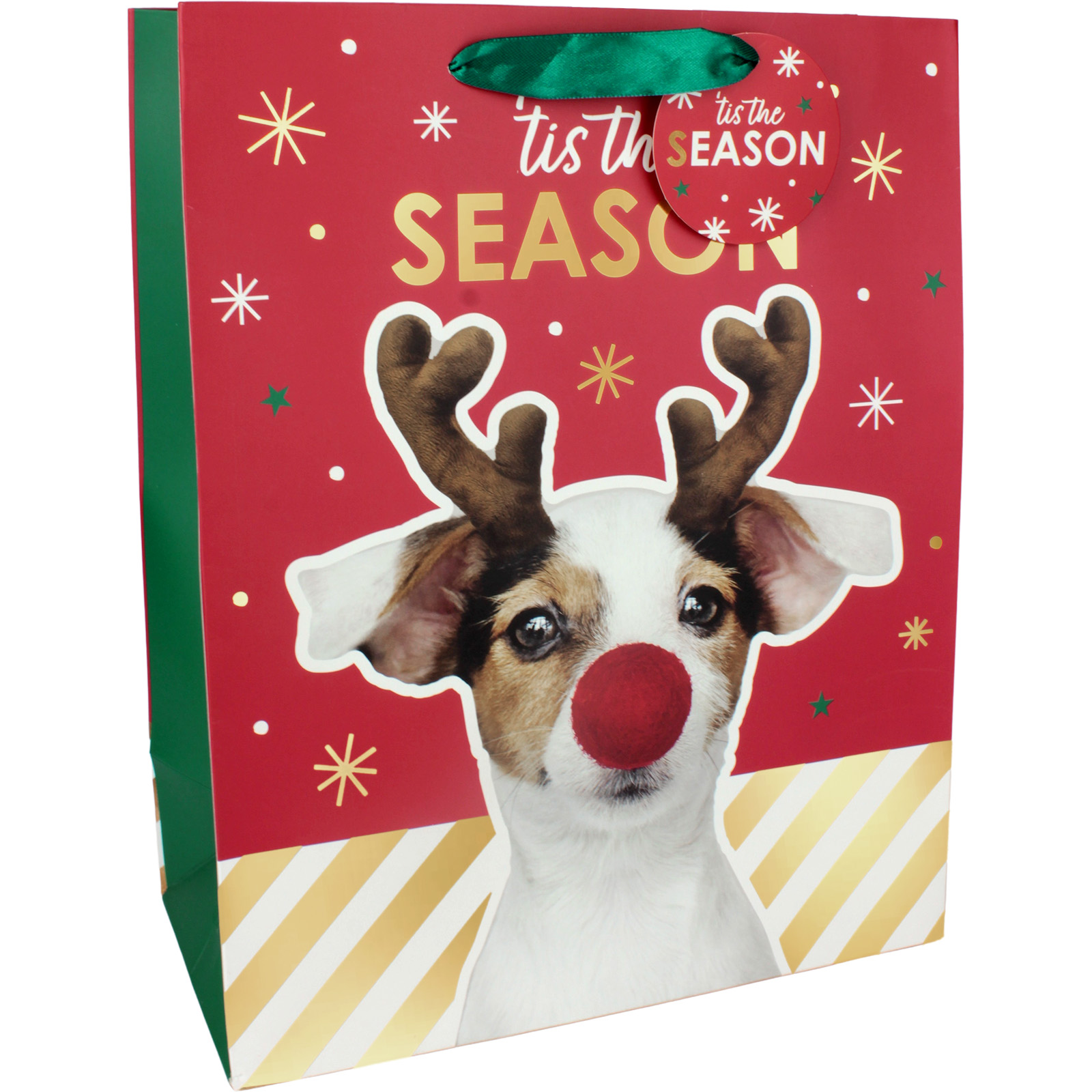 Reindeer Pup Christmas Paper Gift Bag 32cm