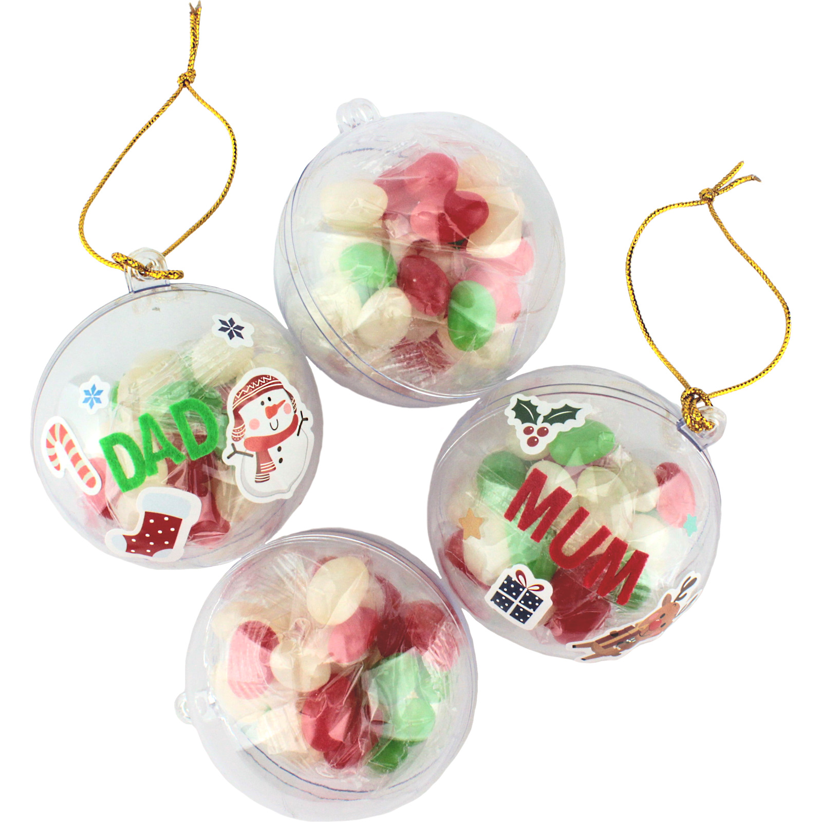 Christmas DIY Bauble Kit With Jelly Beans (Pack of 4)