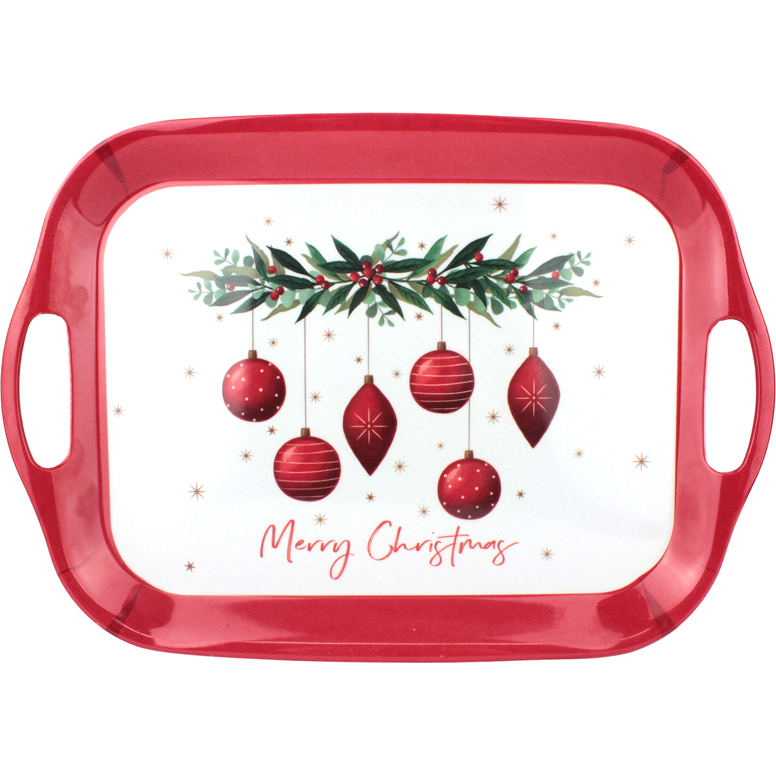Merry Christmas Baubles Melamine Tray