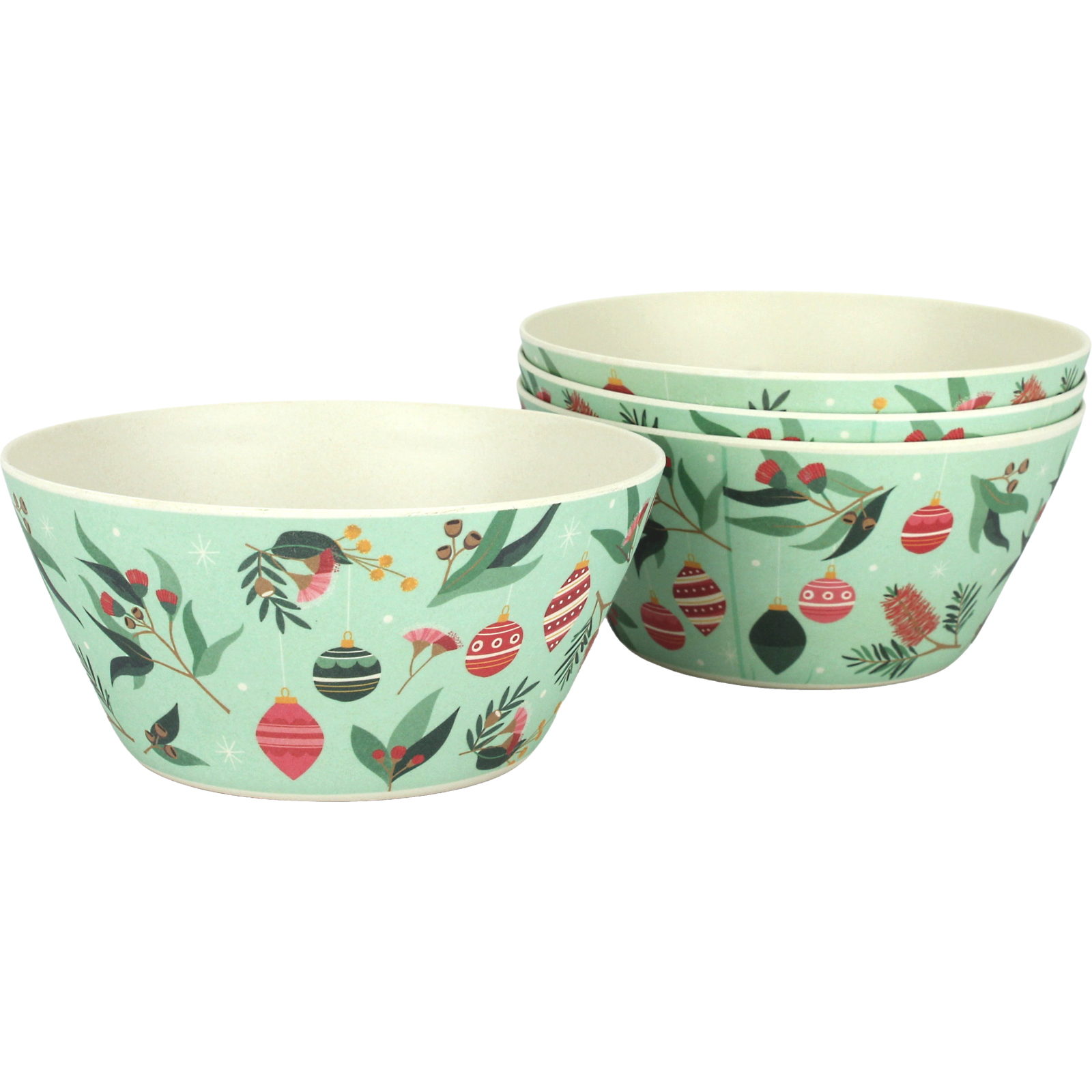 Frankie & Me Australiana Christmas Bamboo Fibre Bowls 14.5cm (Set of  4)