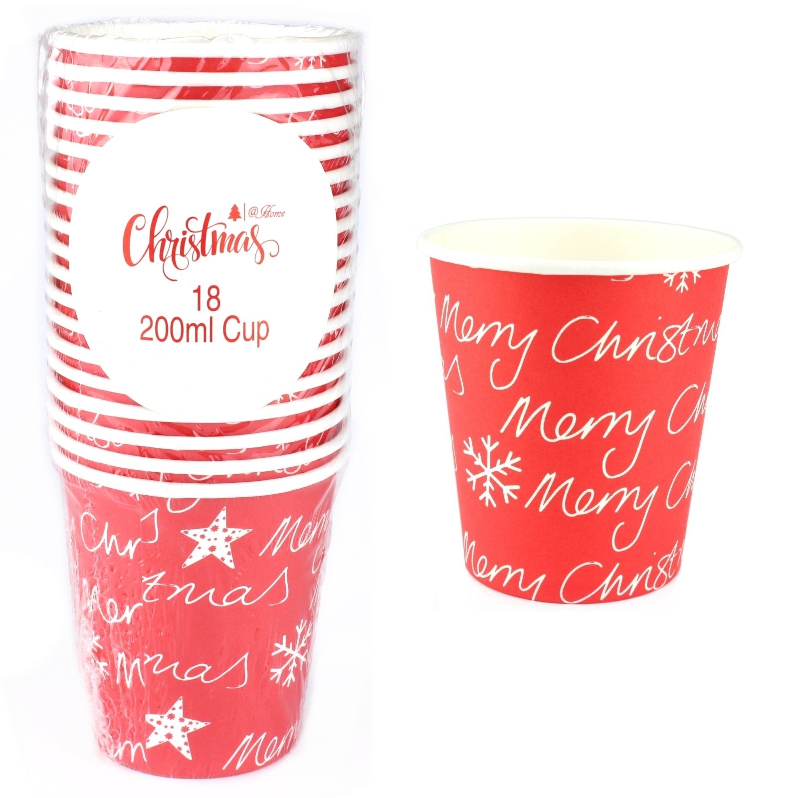 Red Christmas Paper Cups (Pack of 18)