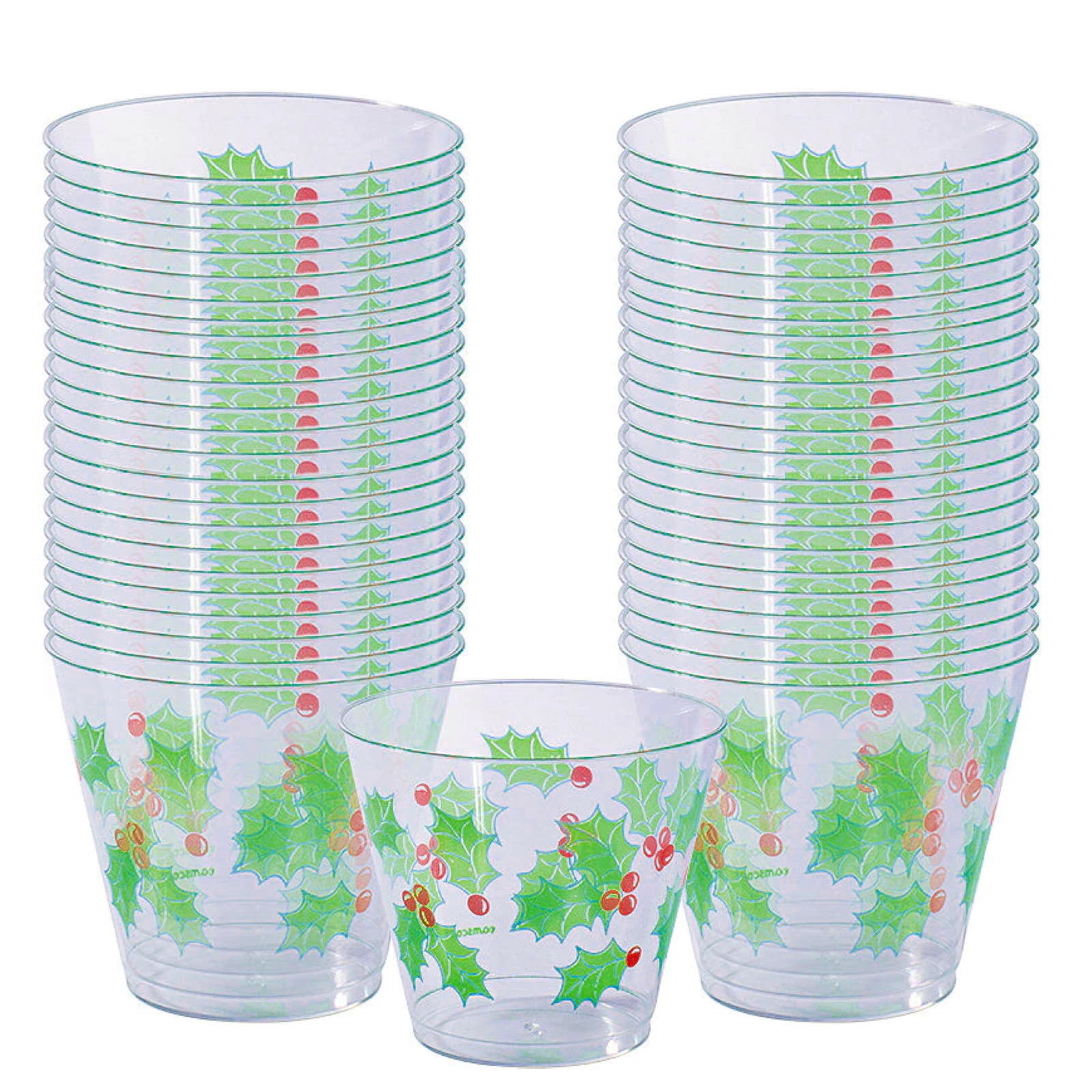 Holly Design Plastic Tumber Cups (Pack of 40)