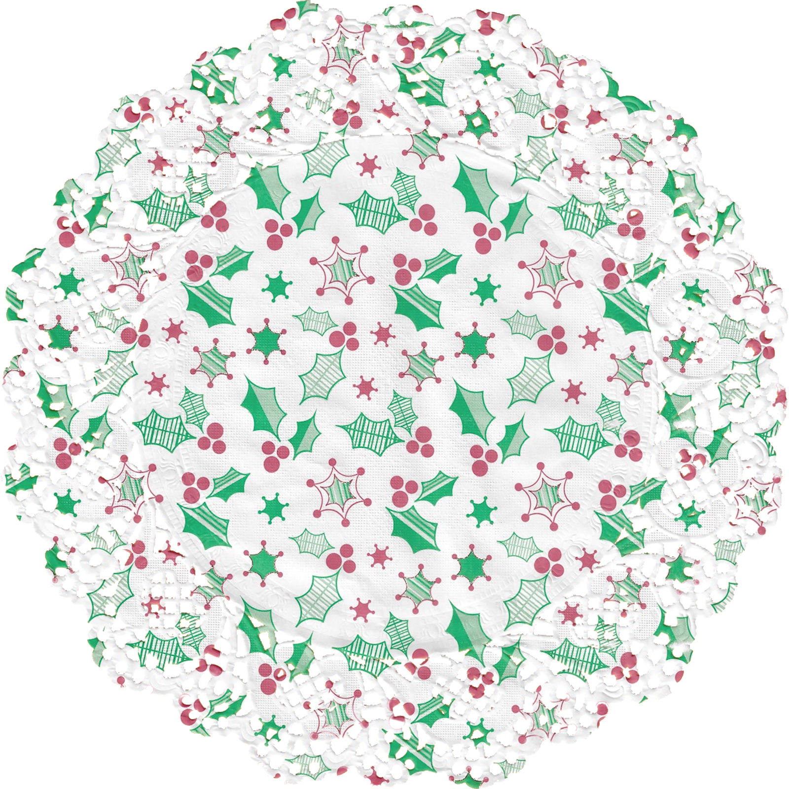 Christmas Holly Paper Doilies 26cm (Pack of 10)