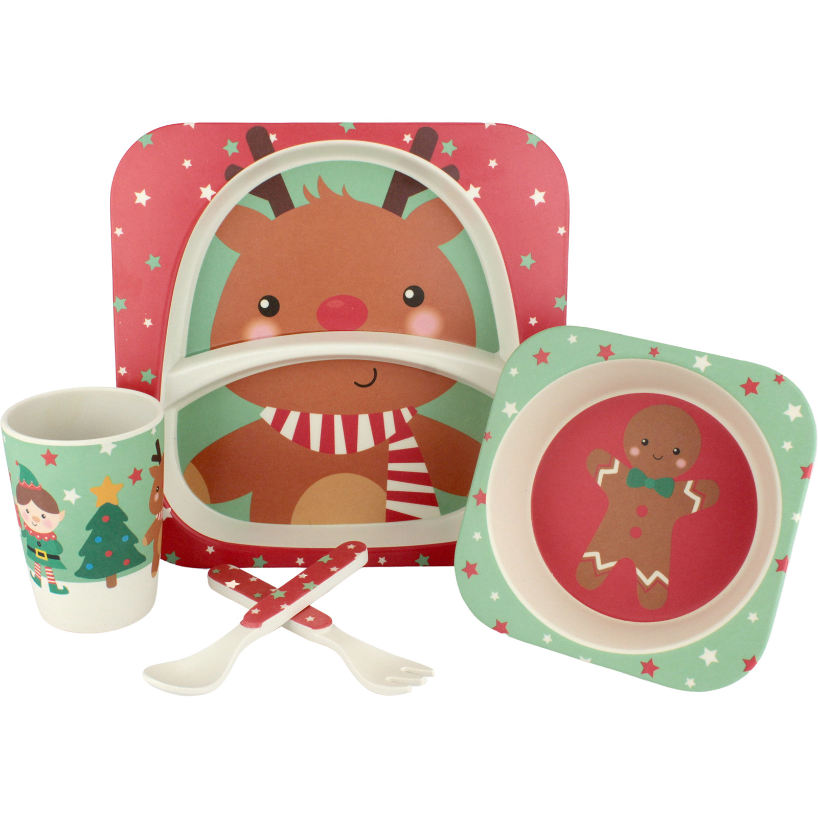 Frankie & Me Reindeer Bamboo Fibre Kids Tableware Set (5 Pieces)