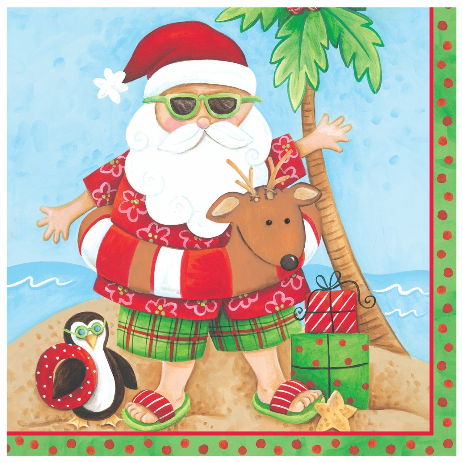 Santa's Holiday Large Napkins / Serviettes (Pack of 18)
