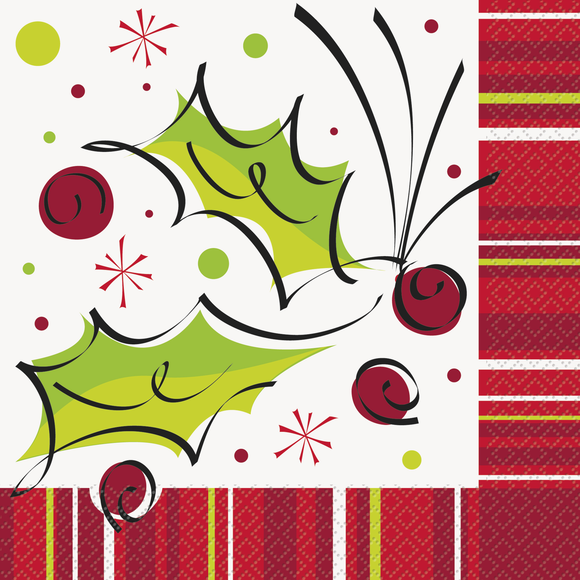 Holly Pop Large Napkins / Serviettes (Pack of 16)