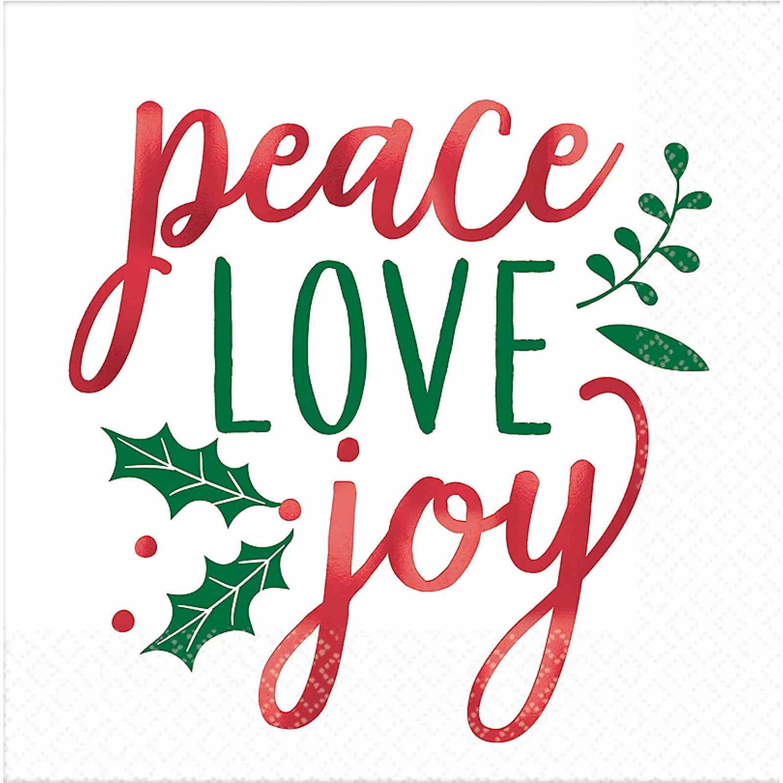 Peace Love Joy Christmas Large Napkins / Serviettes (Pack of 16)