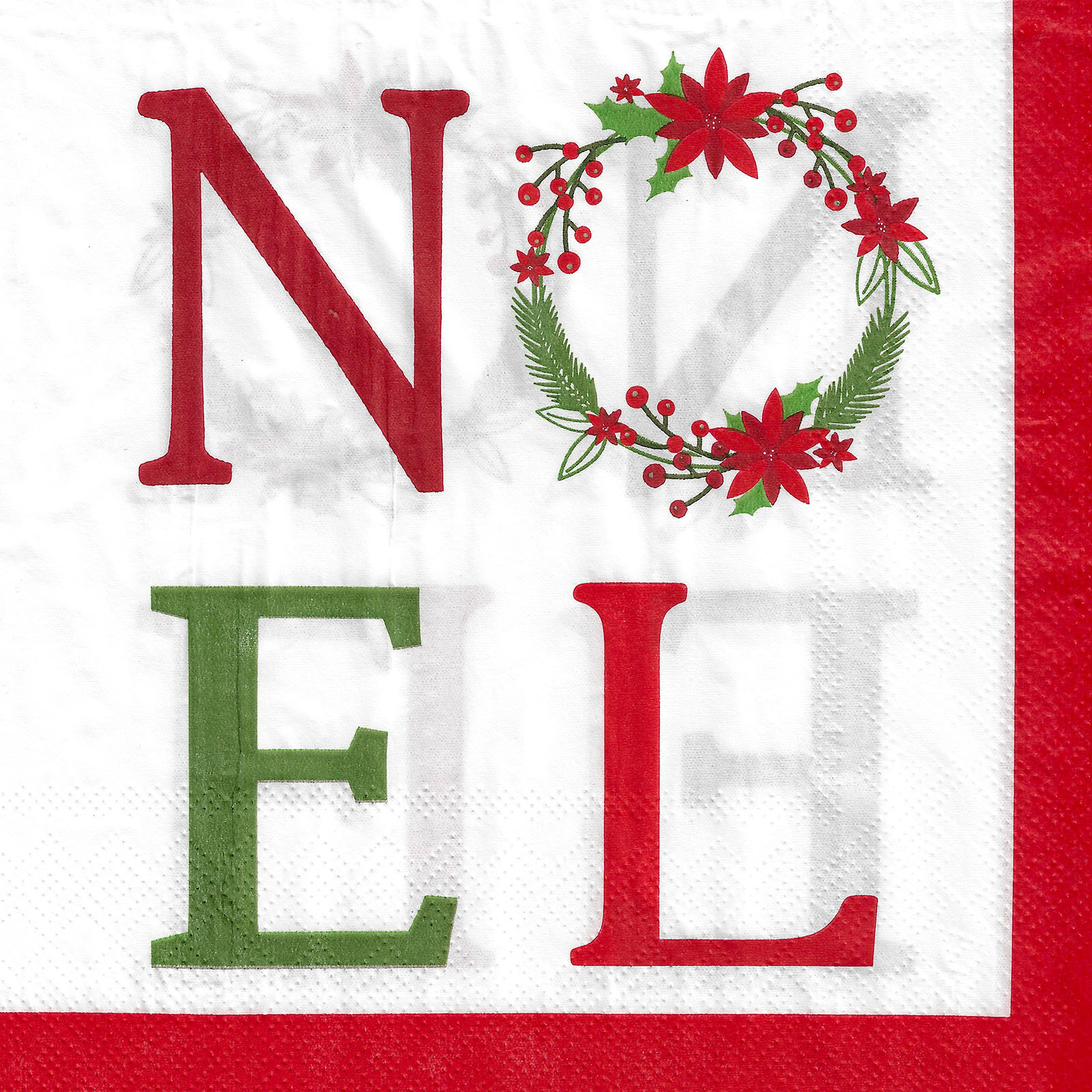 Red and Green Noel Christmas Large Napkins / Serviettes (Pack of 20)