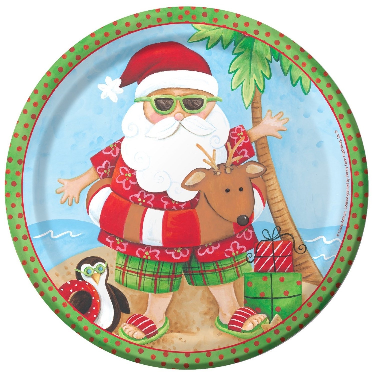 Santa's Holiday Large Paper Plates (Pack of 8)