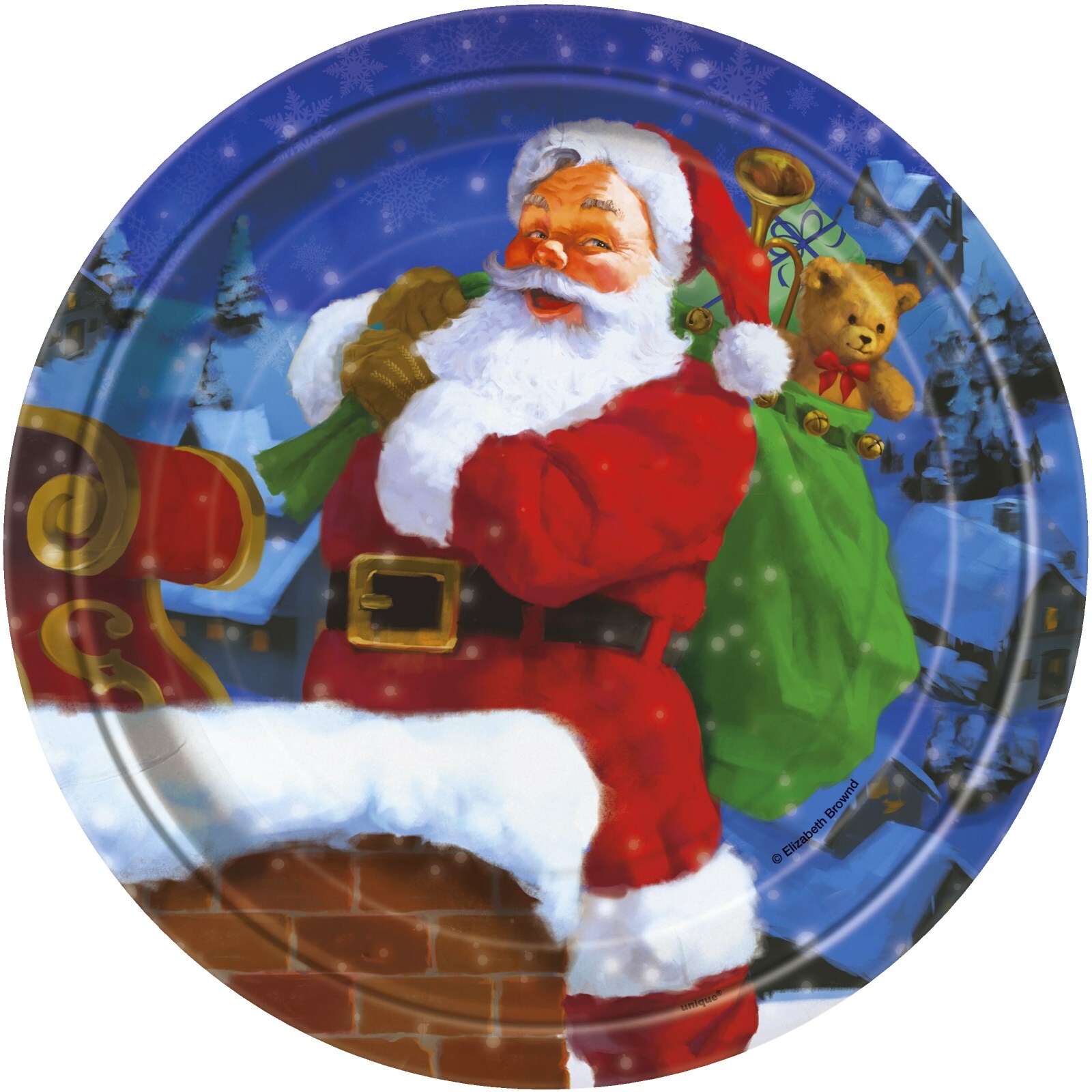 Holiday Santa Large Paper Plates (Pack of 8)