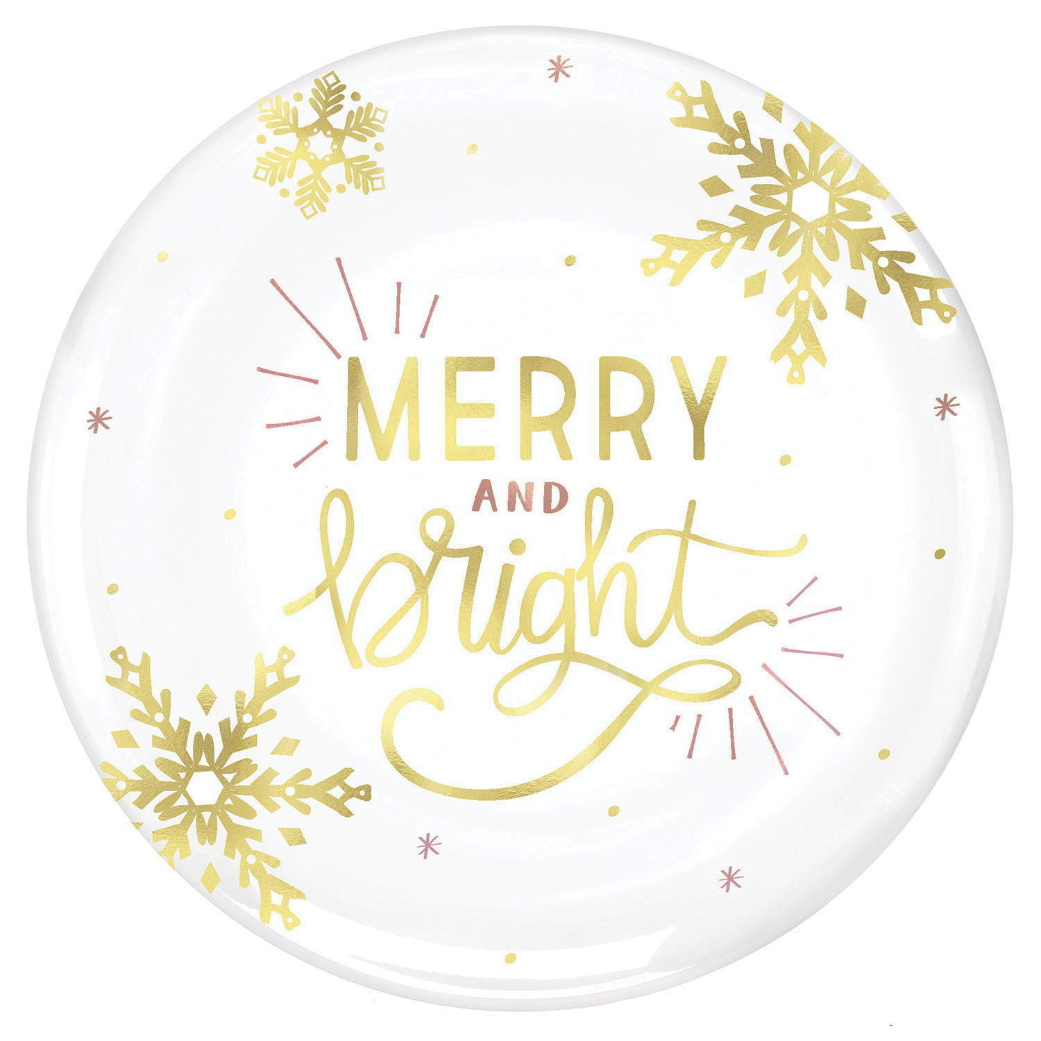 Gold Joy Merry and Bright Plastic Round Platter
