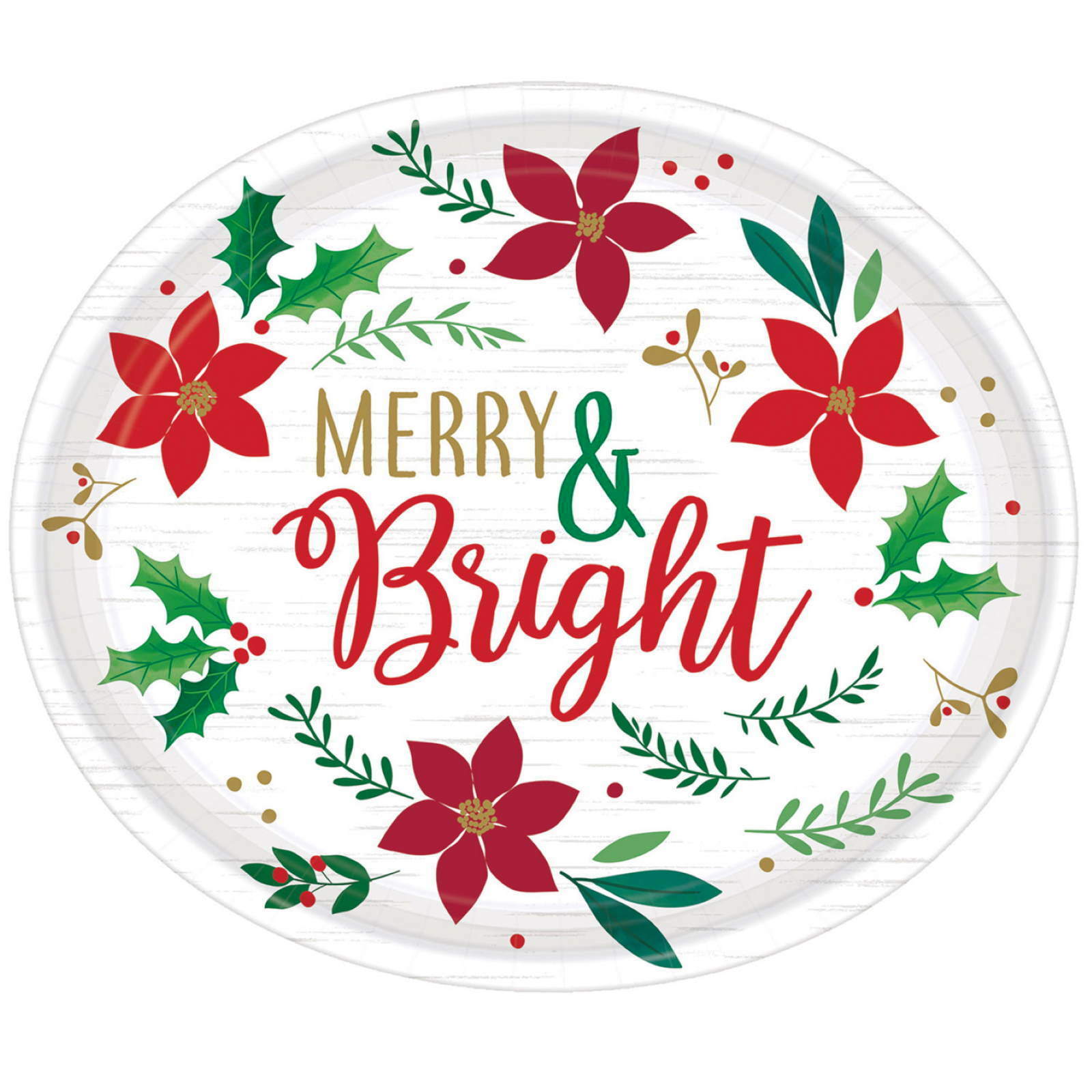 Christmas Wishes Oval Paper Plates (Pack of 8)