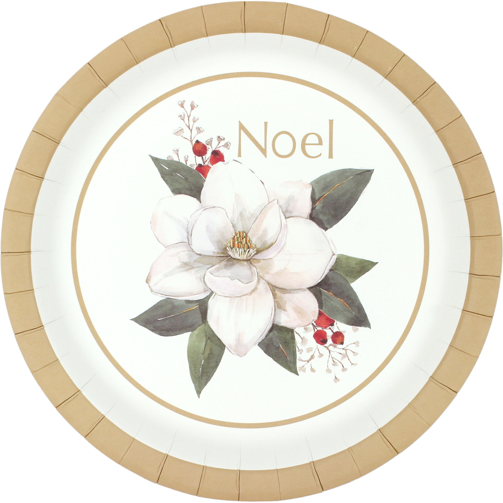 Christmas Magnolia Large Paper Plates (Pack of 10)
