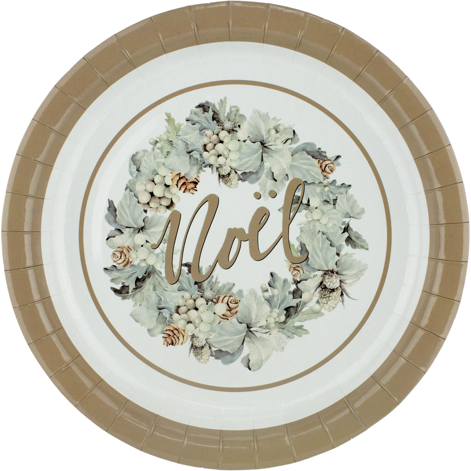 Natural Christmas Noel Large Paper Plates (Pack of 10)
