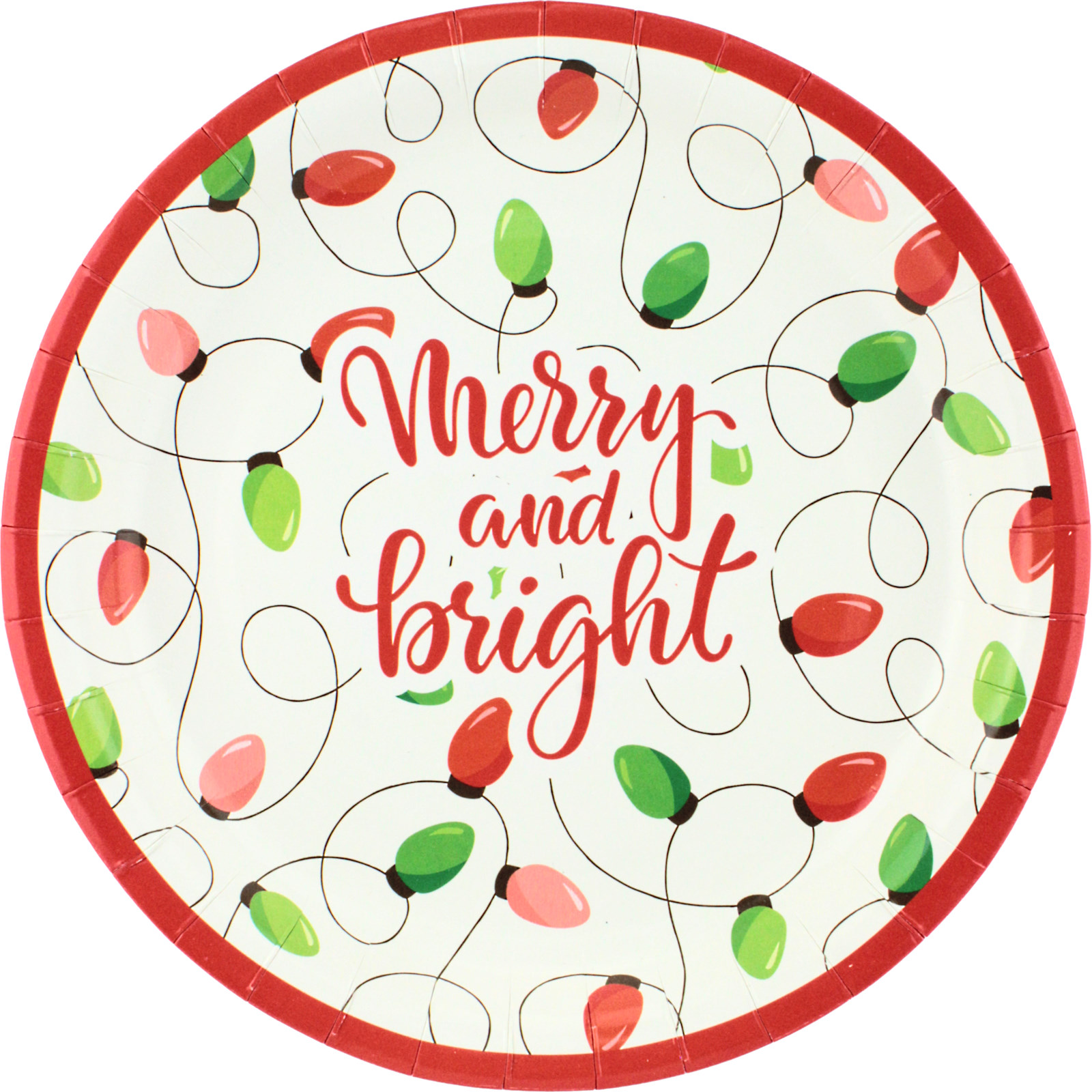 Merry And Bright Large Paper Plates (Pack of 12)