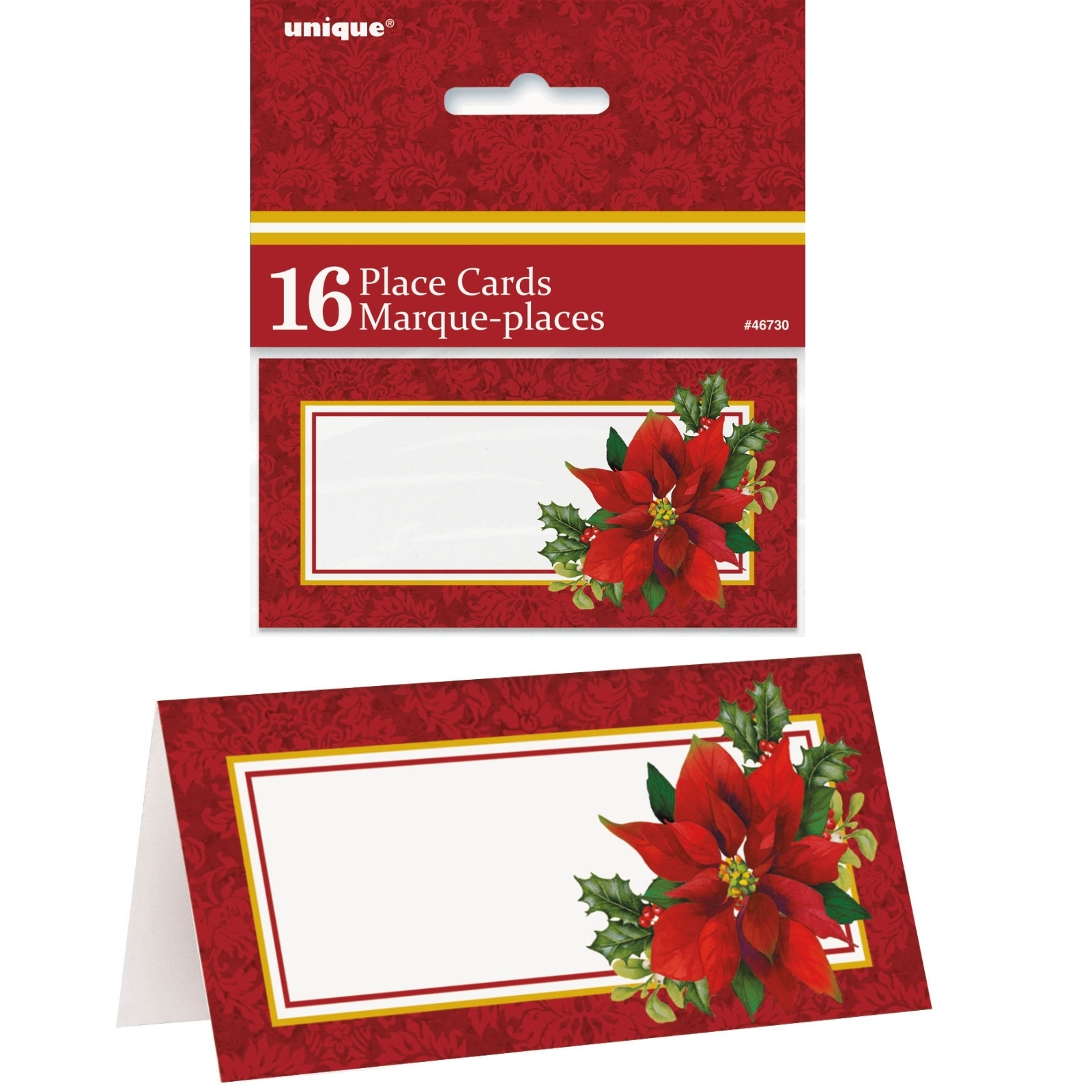Christmas Poinsettia Place Cards (Pack of 16)