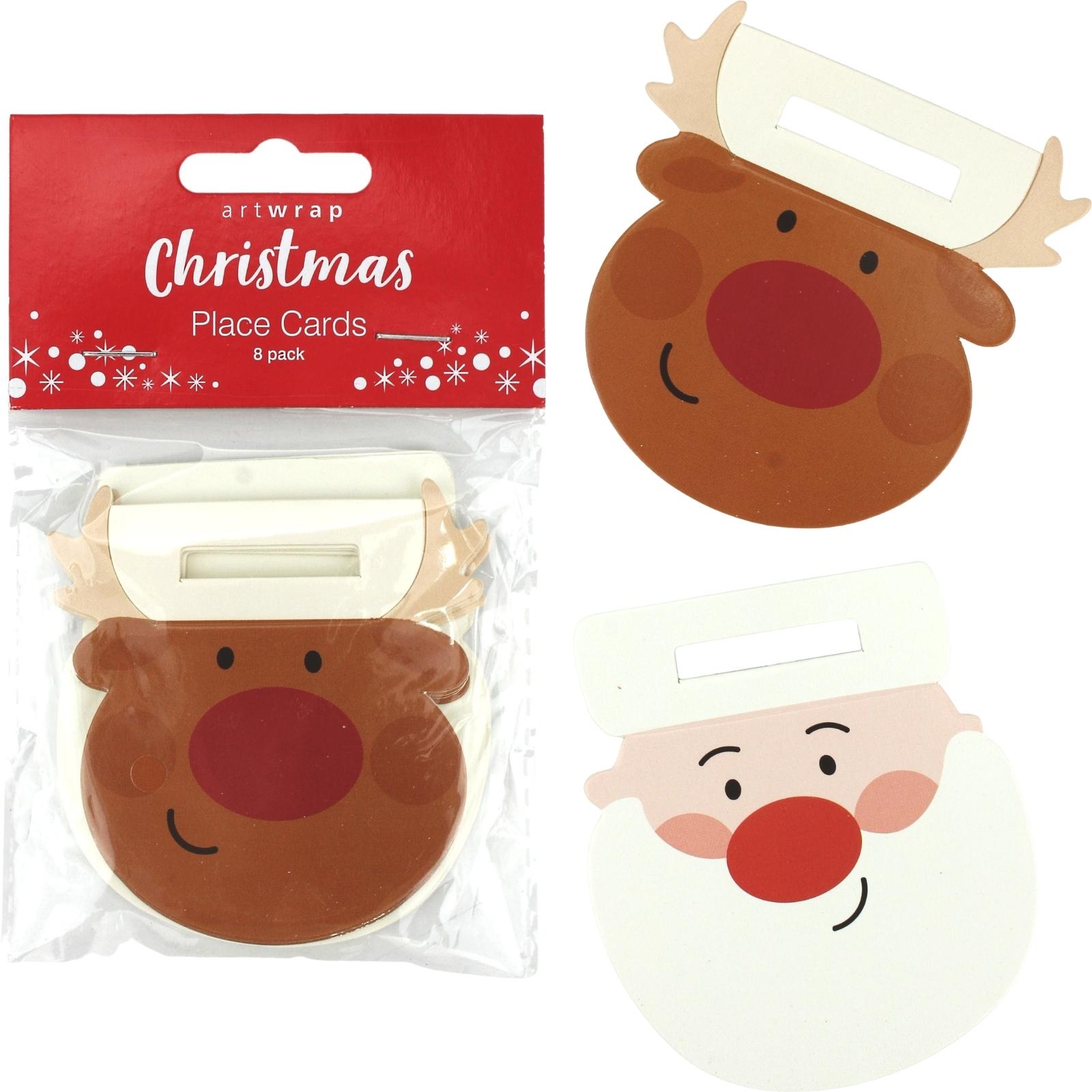 Christmas Santa & Reindeer Threadable Place Cards (Pack of 8)